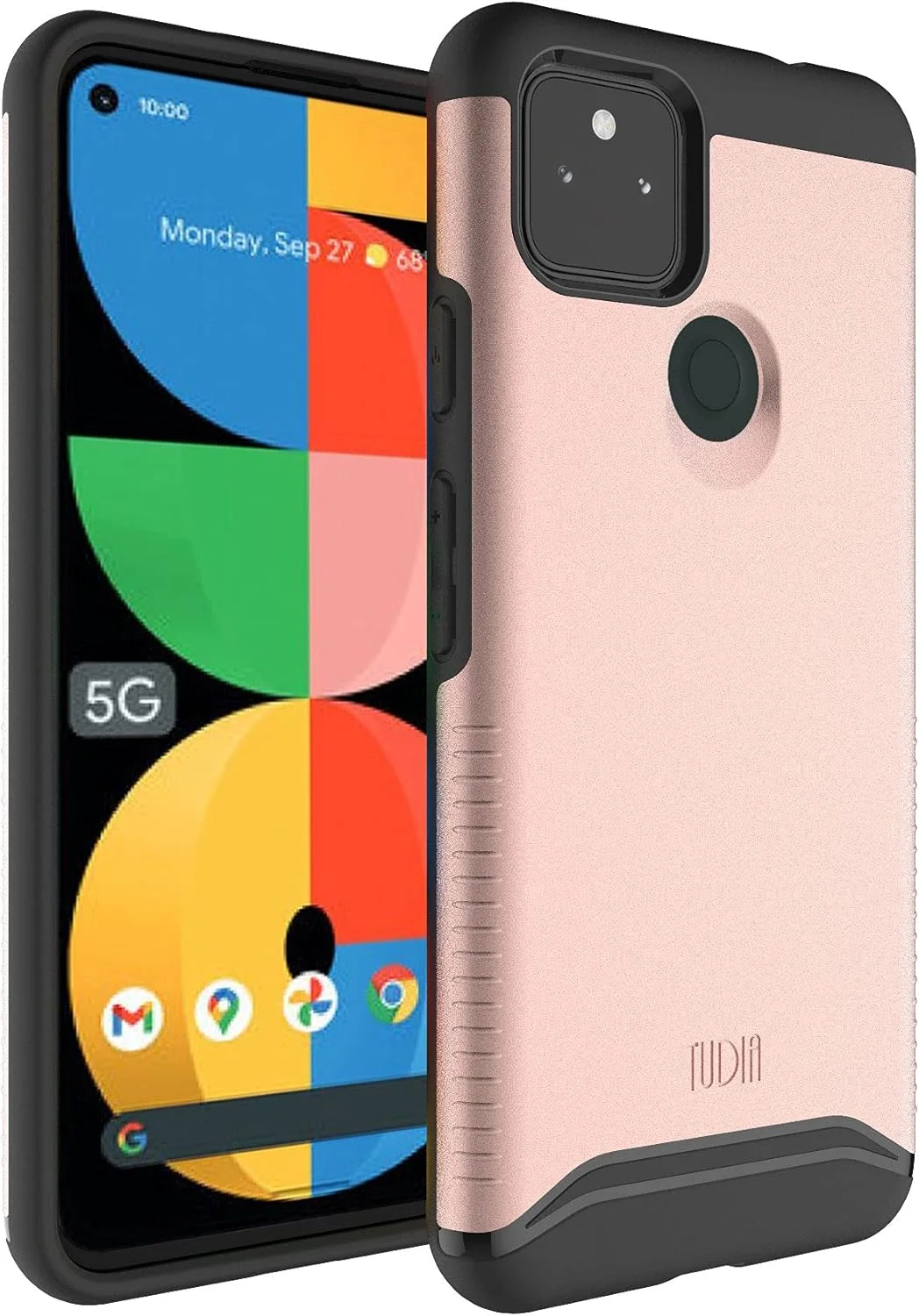 کاور محافظ دو لایه TUDIA DualShield مناسب برای گوشی گوگل پیکسل 5a 5G (2021)، [ادغام] ضد ضربه، باریک، مقاوم، با پوشش محافظ سخت برای گوگل پیکسل 5a 5G (رزگلد)