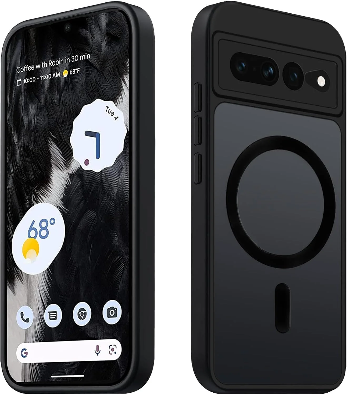 کاور مغناطیسی برای گوگل پیکسل 7 پرو، سازگار با MagSafe، قاب مات نیمه شفاف برای گوگل پیکسل 7 پرو، محافظ باریک ضد خش و ضد ضربه، مشکی