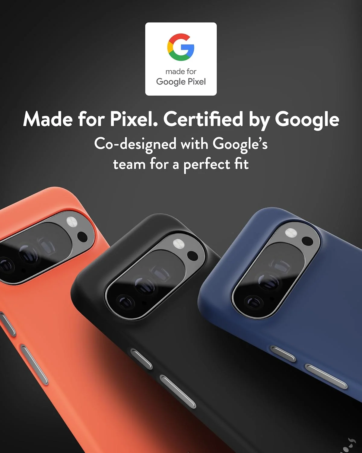 قاب گوشی گوگل پیکسل 10 پرو ایکس ال (2025)، سازگار با Qi2 MagSafe و Pixelsnap - فوق العاده نازک - محافظ ضد خش - آبی ذغالی