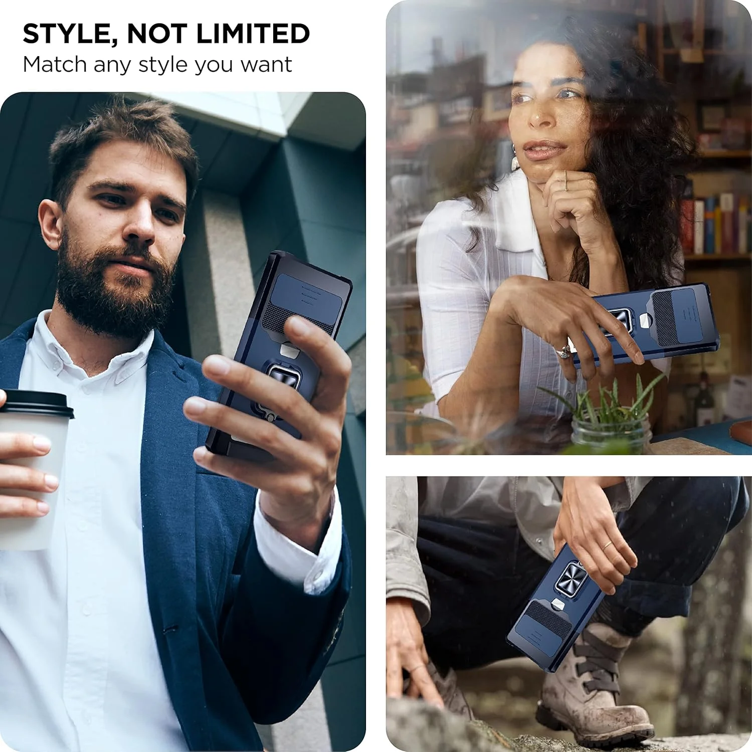 قاب محافظ گوشی گوگل پیکسل 6 پرو با پوشش کشویی دوربین و جای کارت، سازگار با گوگل پیکسل 6 پرو 5G، کیف پول با پایه انگشتی 360 درجه (آبی)