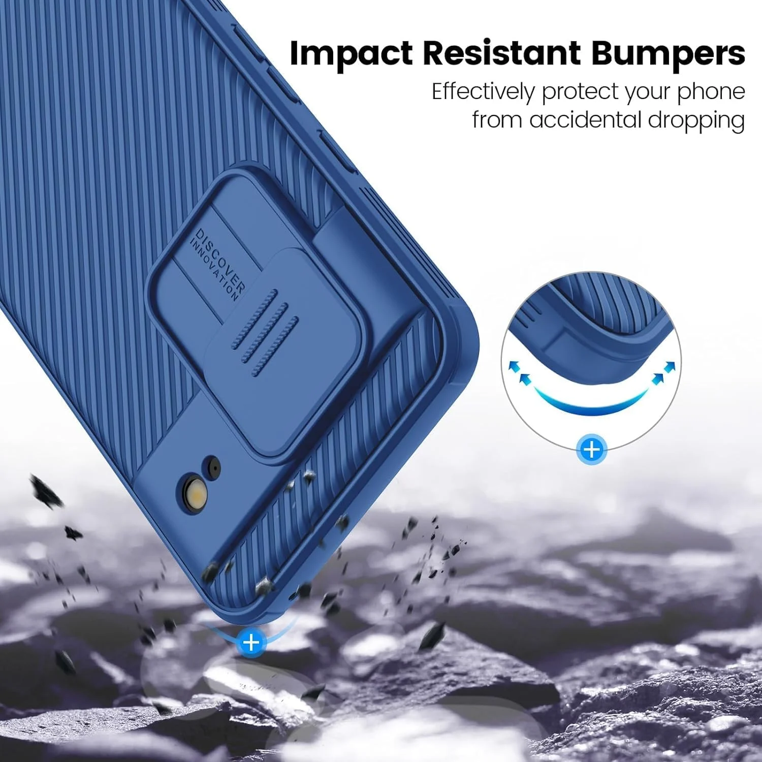 قاب محافظ کشویی دوربین Zubitech CamShield Pro برای گوگل پیکسل 8، محافظت در برابر سقوط با استاندارد نظامی، ضربه گیر ضد ضربه، ضد لغزش و ضد خش باریک برای پیکسل 8 (پیکسل 8، آبی)