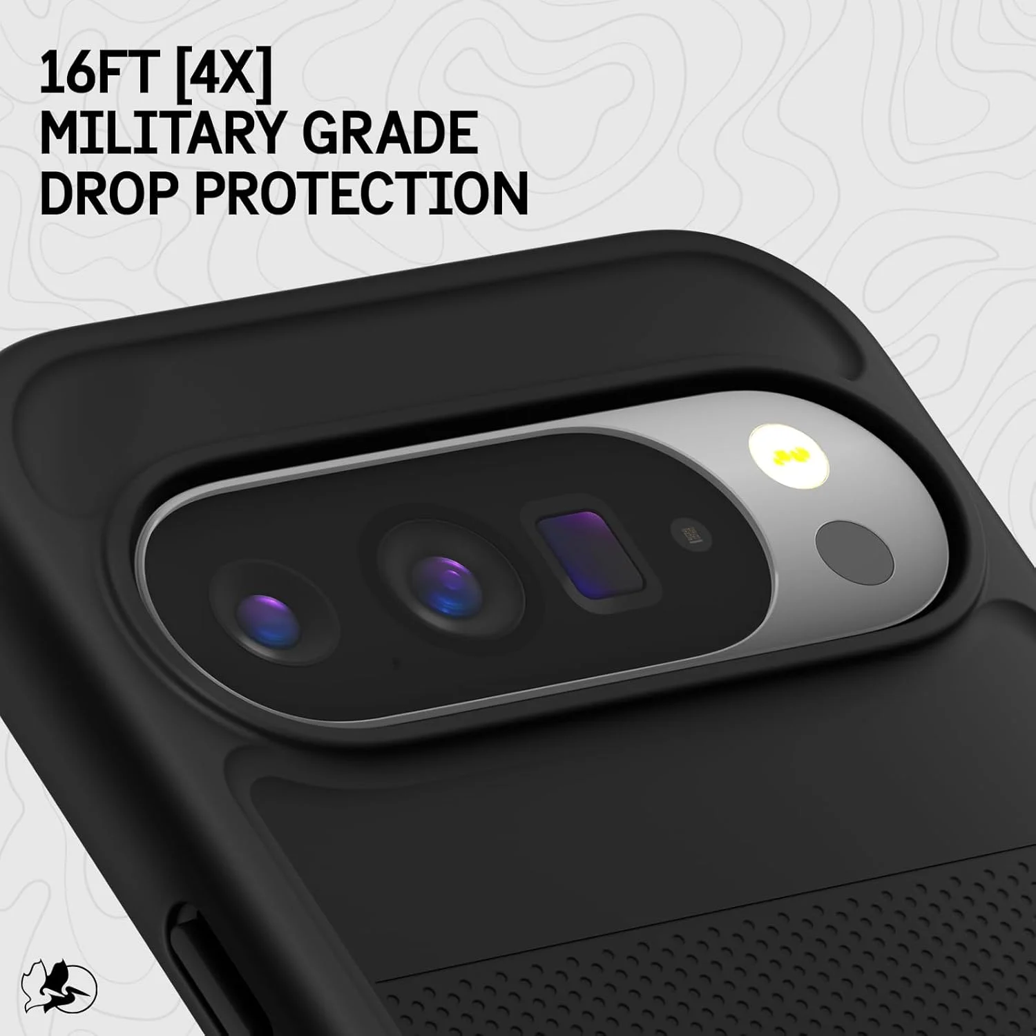 محافظ تلفن همراه Pelican Protector برای Google Pixel 10 Pro XL، قاب مغناطیسی مقاوم با محافظت در برابر سقوط از ارتفاع 4.8 متری - قاب محافظ سنگین با آهنربا - مشکی