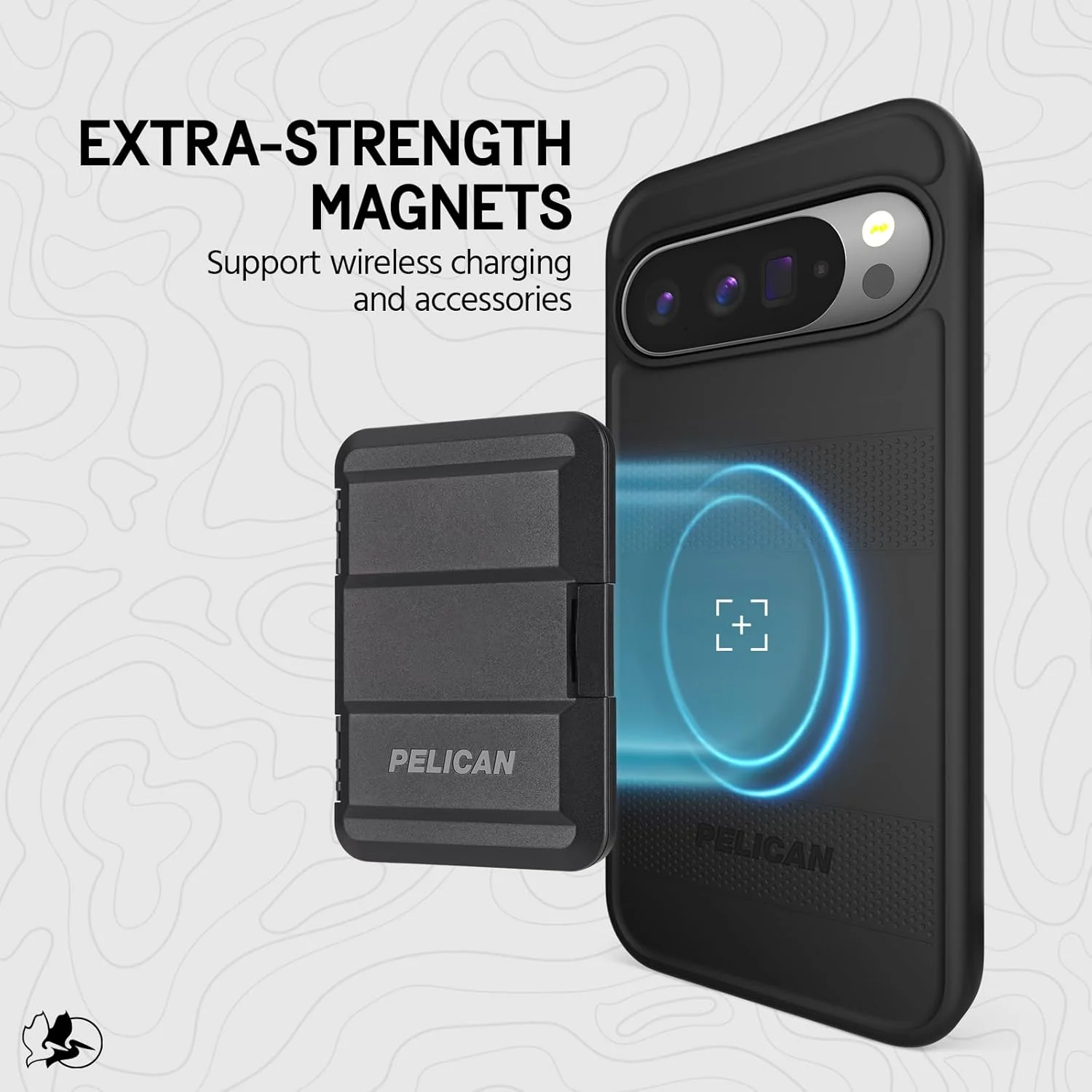 محافظ تلفن همراه Pelican Protector برای Google Pixel 10 Pro XL، قاب مغناطیسی مقاوم با محافظت در برابر سقوط از ارتفاع 4.8 متری - قاب محافظ سنگین با آهنربا - مشکی