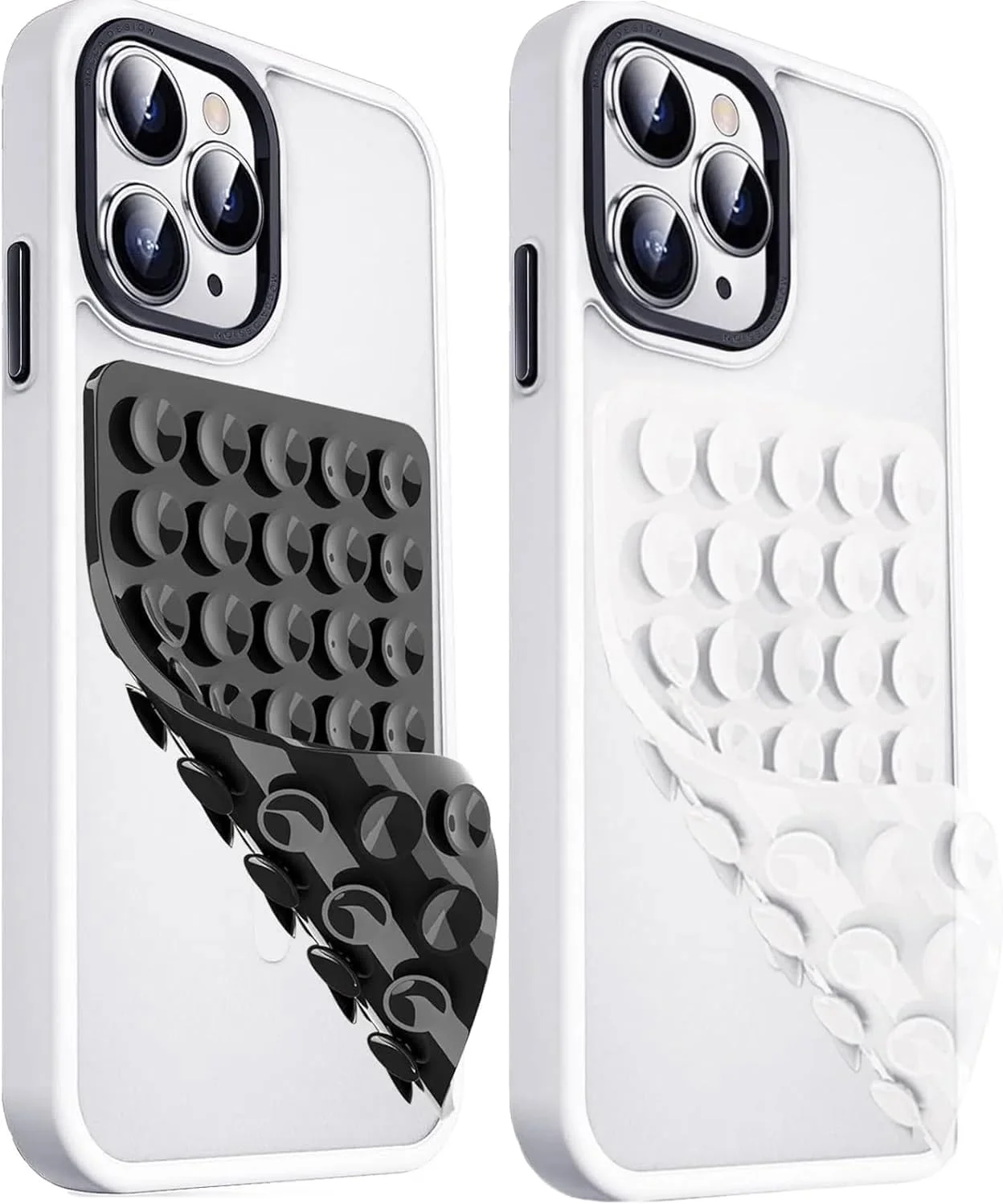 پک 2 عددی کاور موبایل سیلیکونی با چسبانک - پایه نگهدارنده دو طرفه، لوازم جانبی موبایل برای استفاده بدون دست، گیره قوی برای سلفی و فیلم، استند موبایل سیلیکونی (سیاه و سفید) پک 2 عددی کاور موبایل سیلیکونی با چسبانک - پایه نگهدارنده دو طرفه، لوازم جانبی موبایل برای استفاده بدون دست، گیره قوی برای سلفی و فیلم، استند موبایل سیلیکونی (سیاه و سفید)