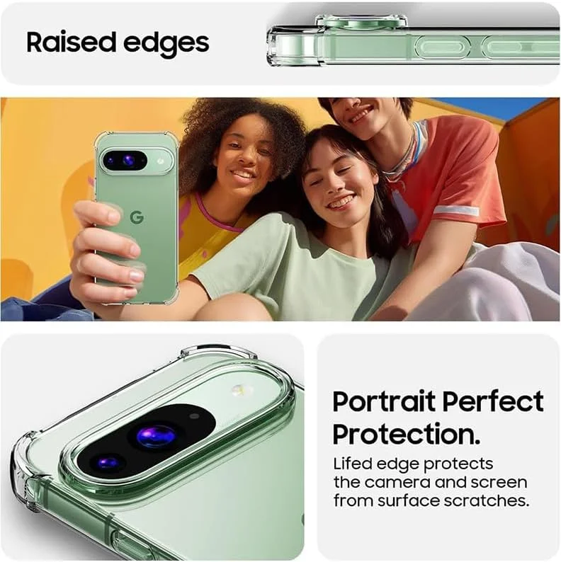 کاور شفاف TPU با قابلیت جذب شوک و گوشه‌های تقویت‌شده برای گوشی گوگل پیکسل 9، کاور محافظ نرم، منعطف و شفاف