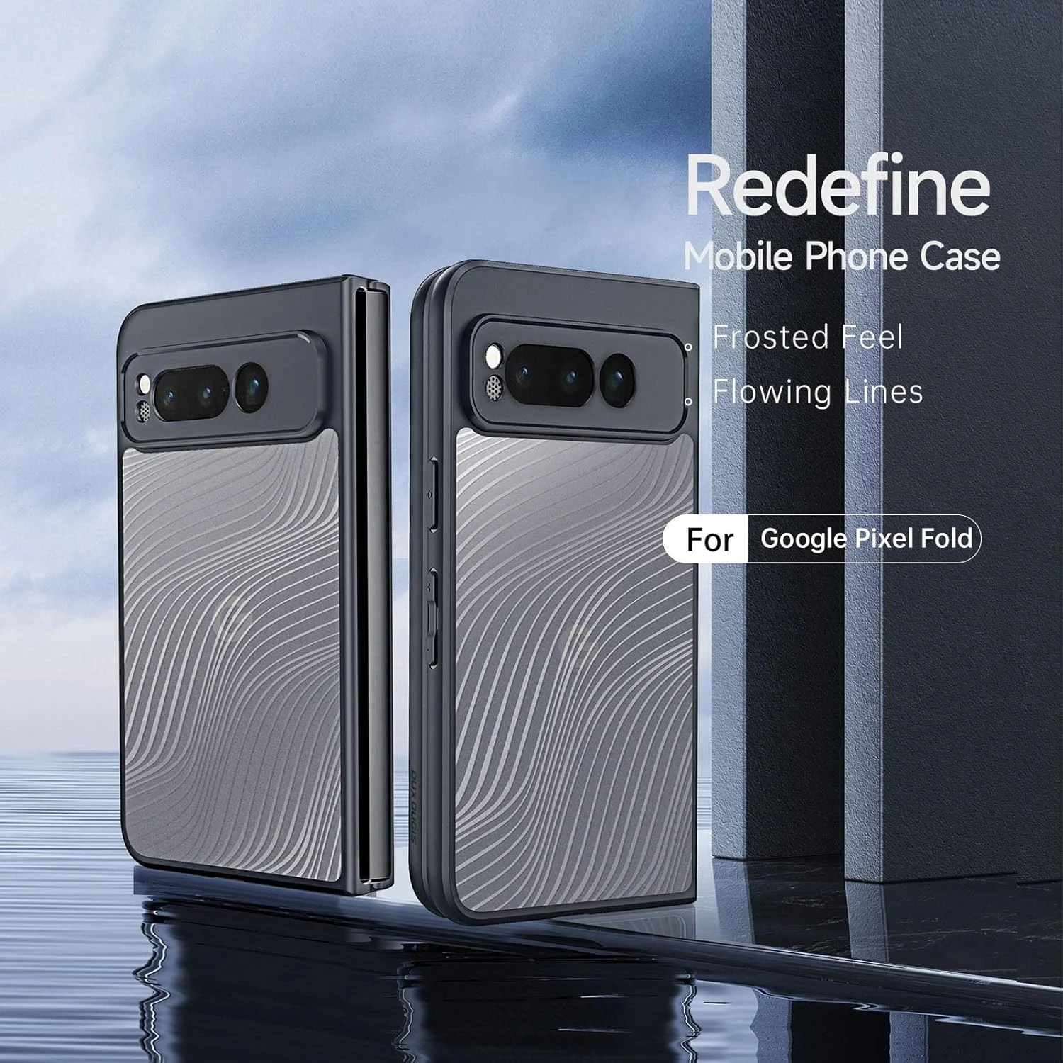 قاب محافظ باریک و مات سری Aimo داکس داکیس برای گوگل پیکسل فولد - محافظت در برابر ضربه و لغزش - مشکی