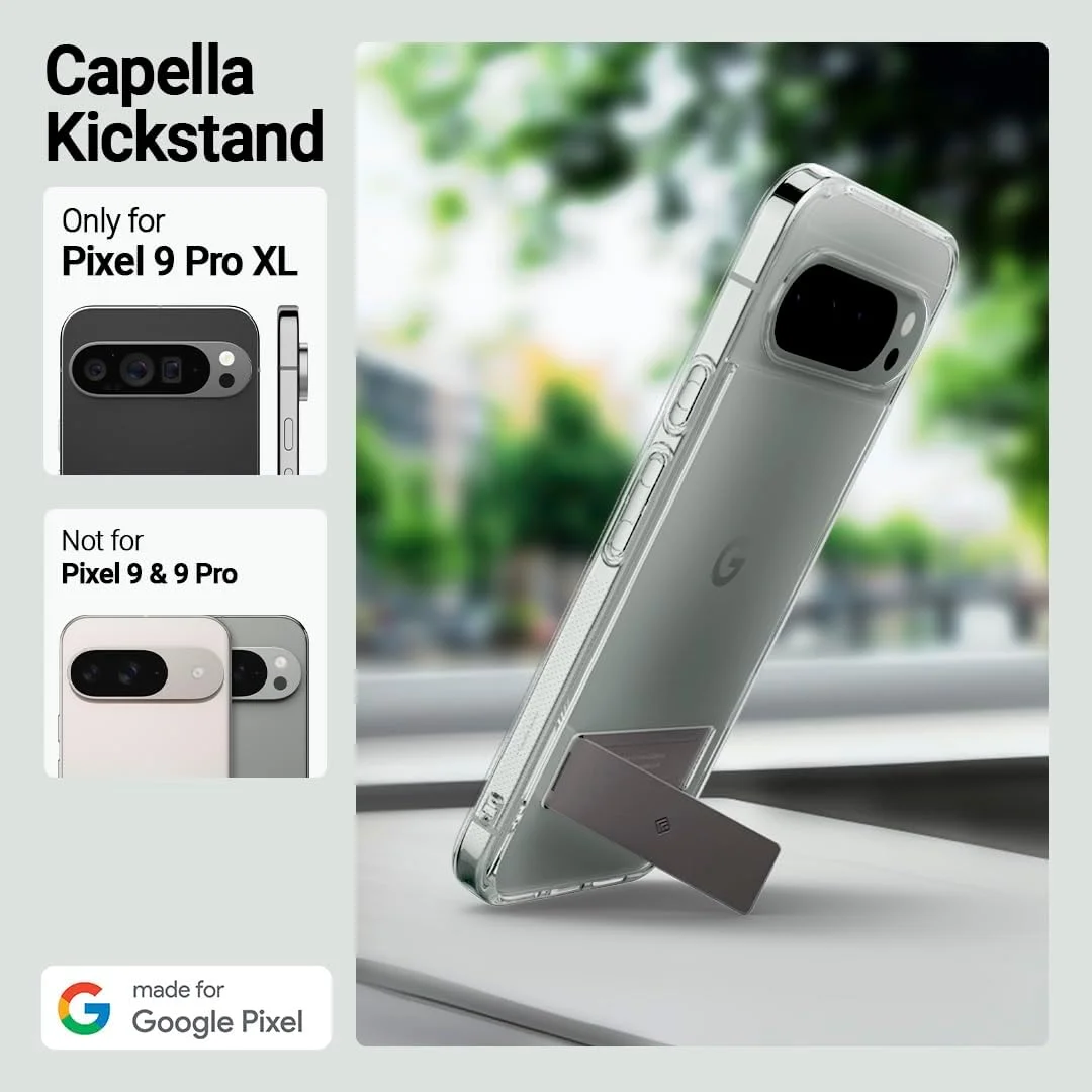 کاور محافظ گوشی گوگل پیکسل 9 پرو ایکس ال کیسولوژی مدل Capella Kickstand [دارای پایه استند] - رنگ خاکستری ذغالی شفاف