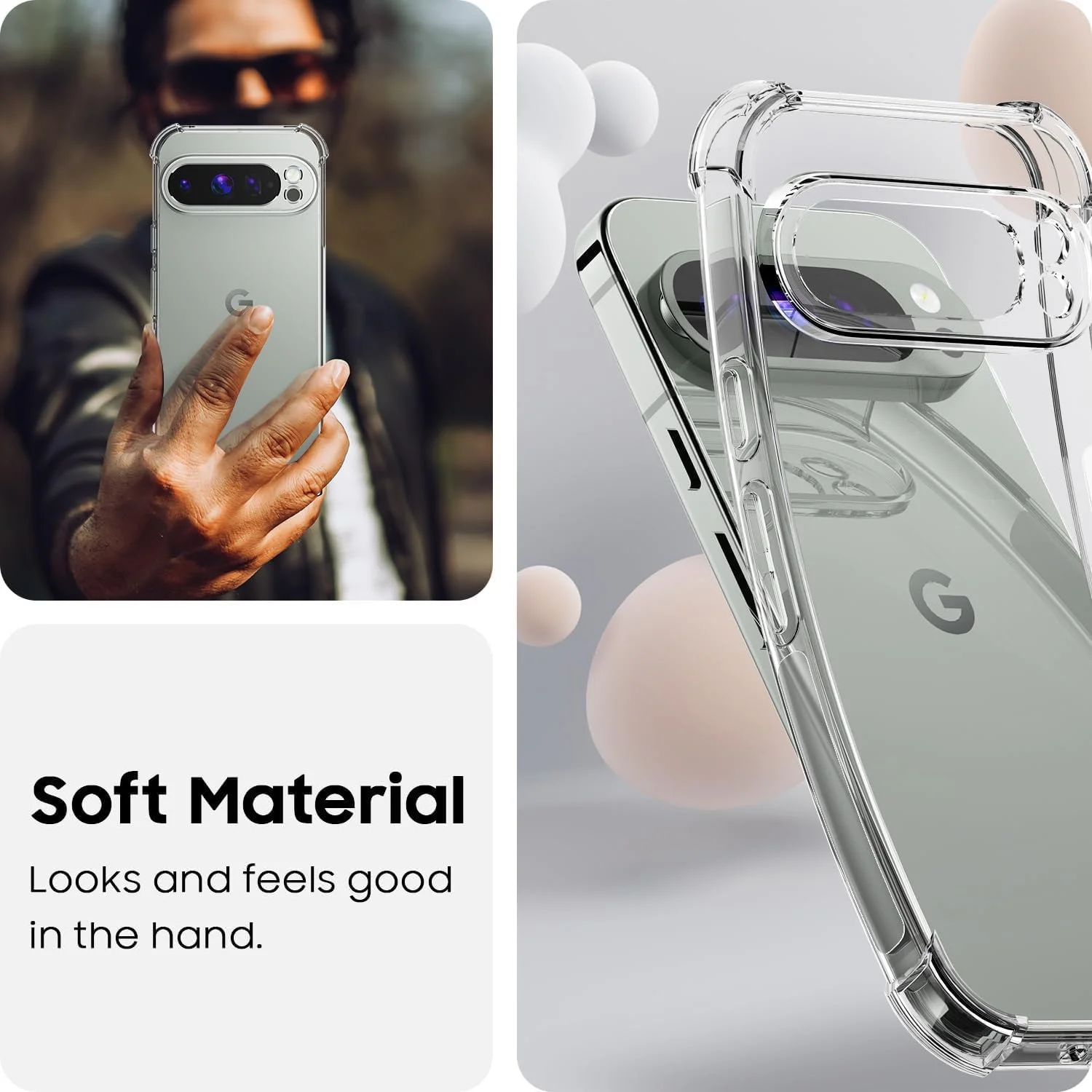 کاور محافظ شفاف مناسب برای گوگل پیکسل 9 پرو XL، کاور محافظ TPU نرم، محافظ ضد ضربه - شفاف