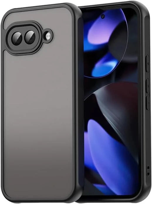 کاور محافظ گوشی گوگل پیکسل 9A (سال 2025) [ضد ضربه + مقاوم در برابر اثر انگشت] با طراحی نیمه شفاف و سازگار با پوست، کاور TPU بسیار نازک + کاور PC، مقاوم در برابر خراش، برش دقیق - بافت نرم، طراحی سبک (مشکی)