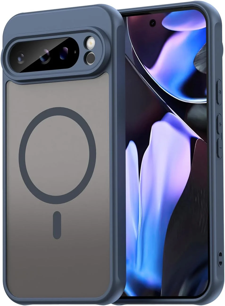 قاب محافظ مغناطیسی مات با حس نرم و ضد ضربه و ضد خش برای گوگل پیکسل 10 پرو ایکس ال (آبی)