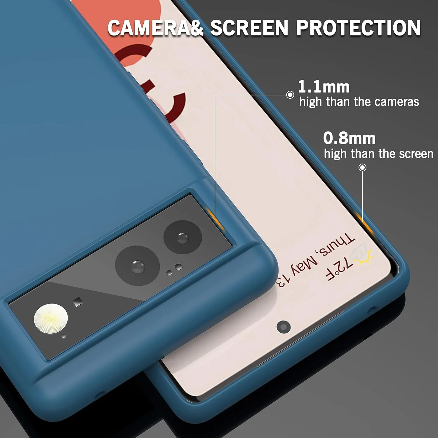 کاور سیلیکونی مایع Foluu برای گوشی گوگل پیکسل 6، کاور ژله‌ای سیلیکونی مایع پیکسل 6 با پوشش داخلی میکروفایبر نرم، محافظ باریک و ضد ضربه برای گوگل پیکسل 6 (آبی)