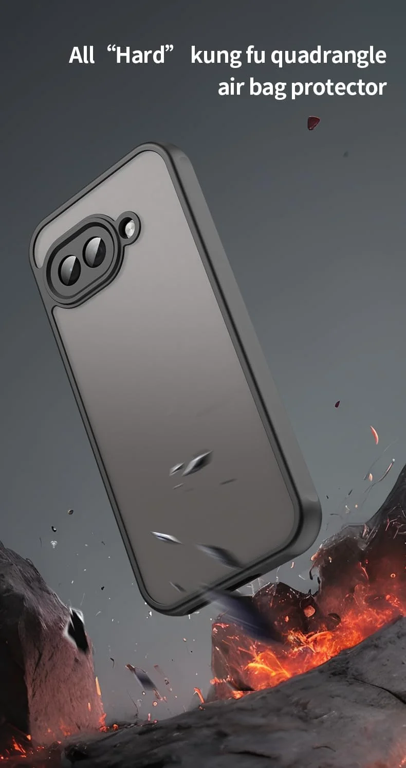 کاور محافظ گوشی گوگل پیکسل 9A (سال 2025) [ضد ضربه + مقاوم در برابر اثر انگشت] با طراحی نیمه شفاف و سازگار با پوست، کاور TPU بسیار نازک + کاور PC، مقاوم در برابر خراش، برش دقیق - بافت نرم، طراحی سبک (مشکی)