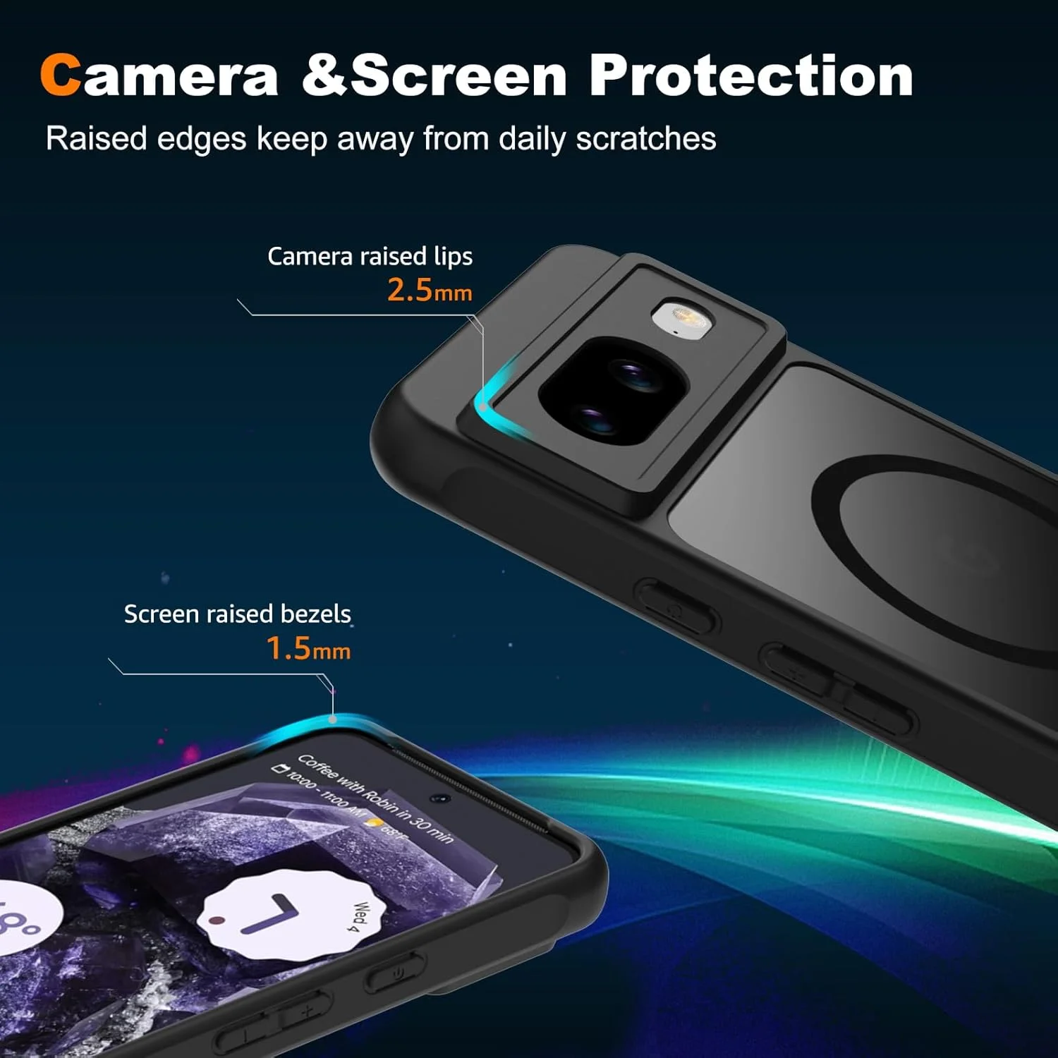 قاب محافظ گوشی پیکسل 8 با قابلیت MagSafe، مقاوم در برابر ضربه، محافظ گوشی نیمه شفاف و مات با استاندارد نظامی برای گوگل پیکسل 8