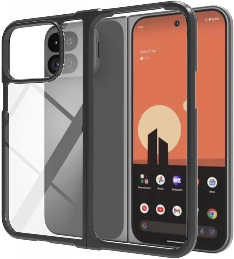 قاب محافظ شفاف گوشی گوگل پیکسل 9 پرو فولد، [ضد زردی] قاب پیکسل 9 پرو فولد [کاور تقویت شده کامپیوتر ضد ضربه] قاب گوشی گوگل پیکسل فولد 2 [ضد لغزش باریک] (2024) (شفاف/مشکی)