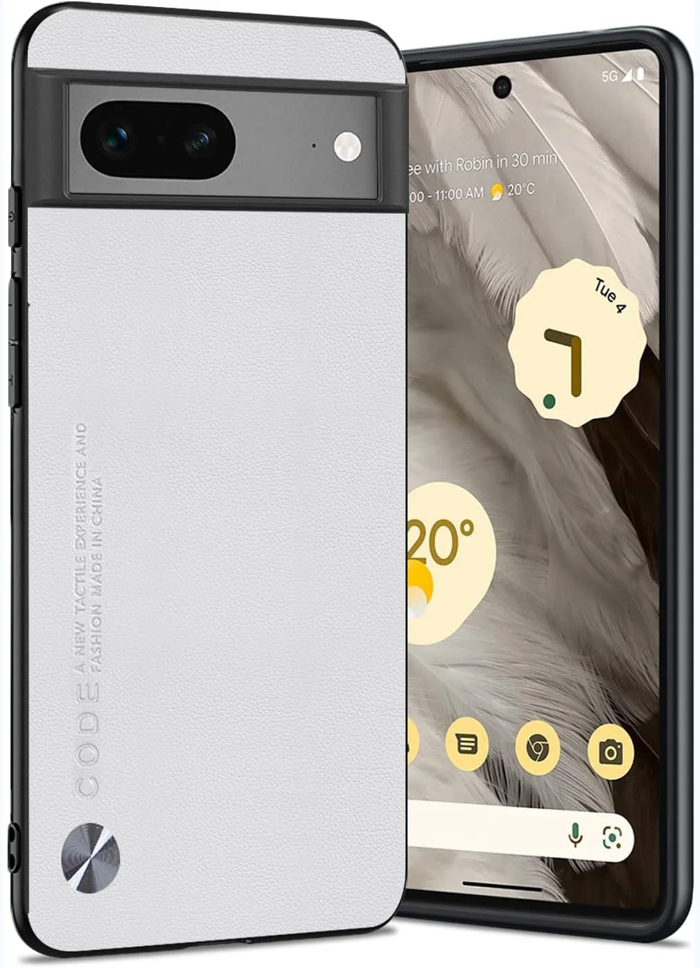 کاور چرمی محافظ گوشی گوگل پیکسل 7، TPU نرم، بسیار سبک، محافظت از دوربین (سفید)