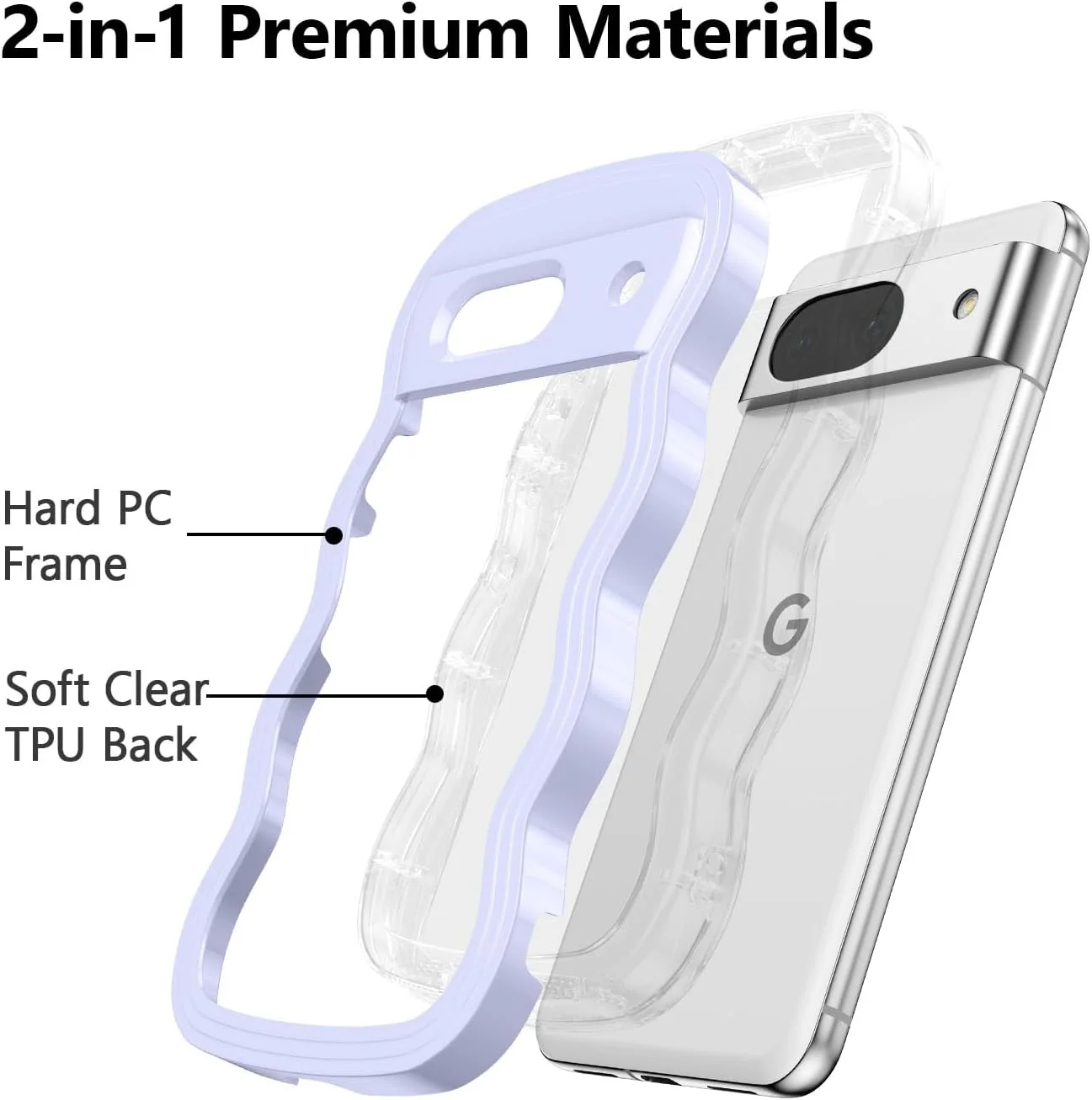 قاب محافظ شفاف QLTYPRI برای گوشی گوگل پیکسل 9a، قاب گوشی فانتزی با طرح موجی برای دختران و بانوان، کاور محافظ گوشی سیلیکونی نرم و شفاف TPU ضد ضربه برای پیکسل 9a - بنفش