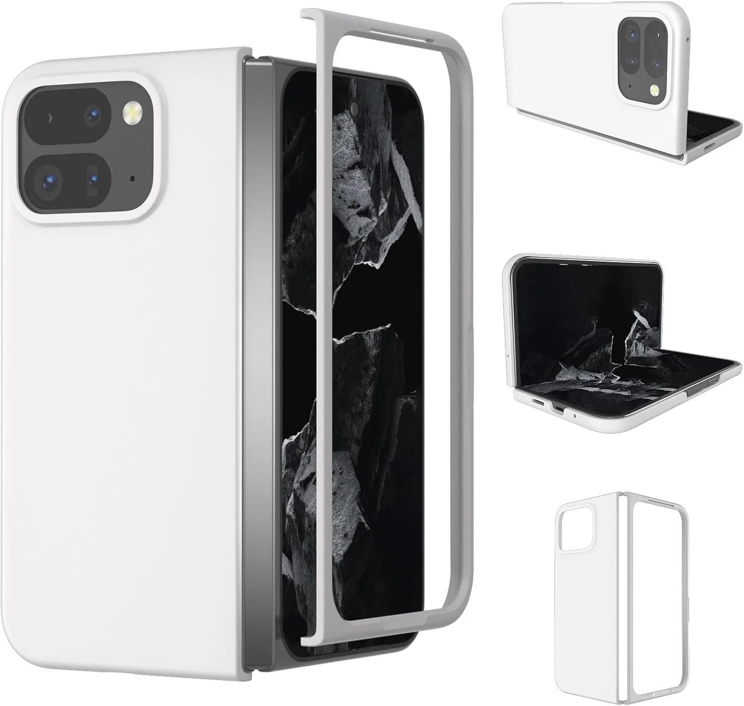 قاب محافظ گوشی گوگل پیکسل 9 پرو فولد، قاب محافظ سخت PC فوق العاده نازک [ضد خش]، برای گوگل پیکسل 9 پرو فولد - سفید