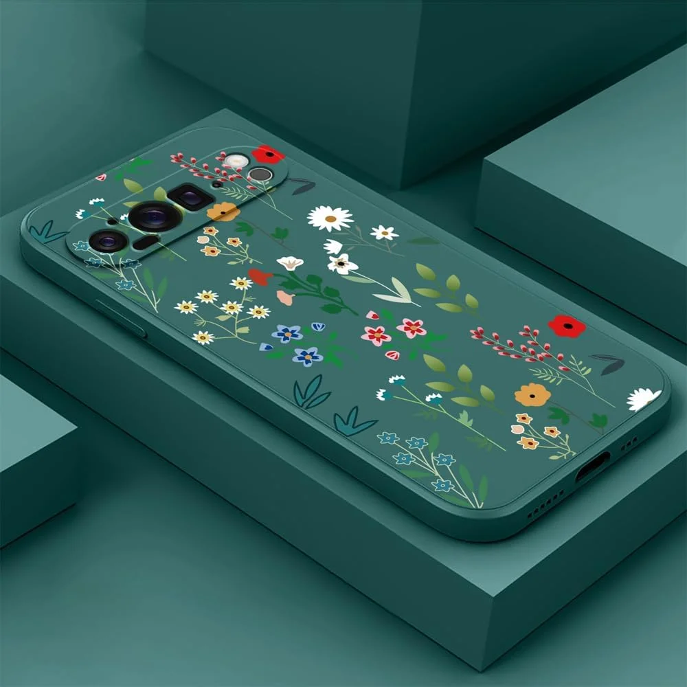 کاور سیلیکونی ضد ضربه و ضد لغزش گوشی گوگل پیکسل 10 پرو ایکس ال، محافظ نرم، بادوام، باریک و پوشش کامل (طرح گلدار، سبز)