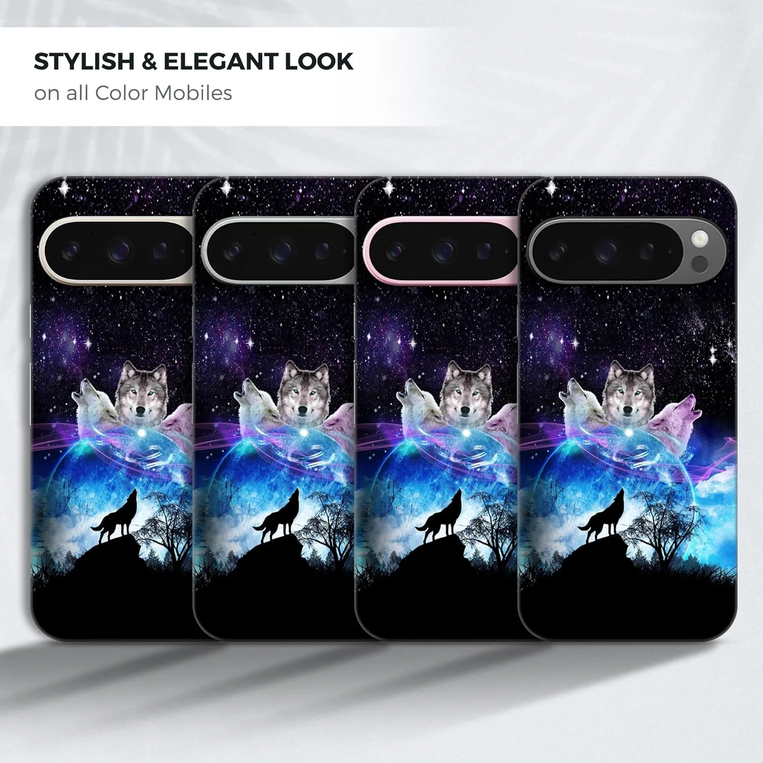 گارد گوشی موبایل گوگل پیکسل 9 پرو 5G، طرح کهکشان فضایی صورت گرگ، باریک و شیک، پلاستیکی سخت، محافظ پشت گوشی