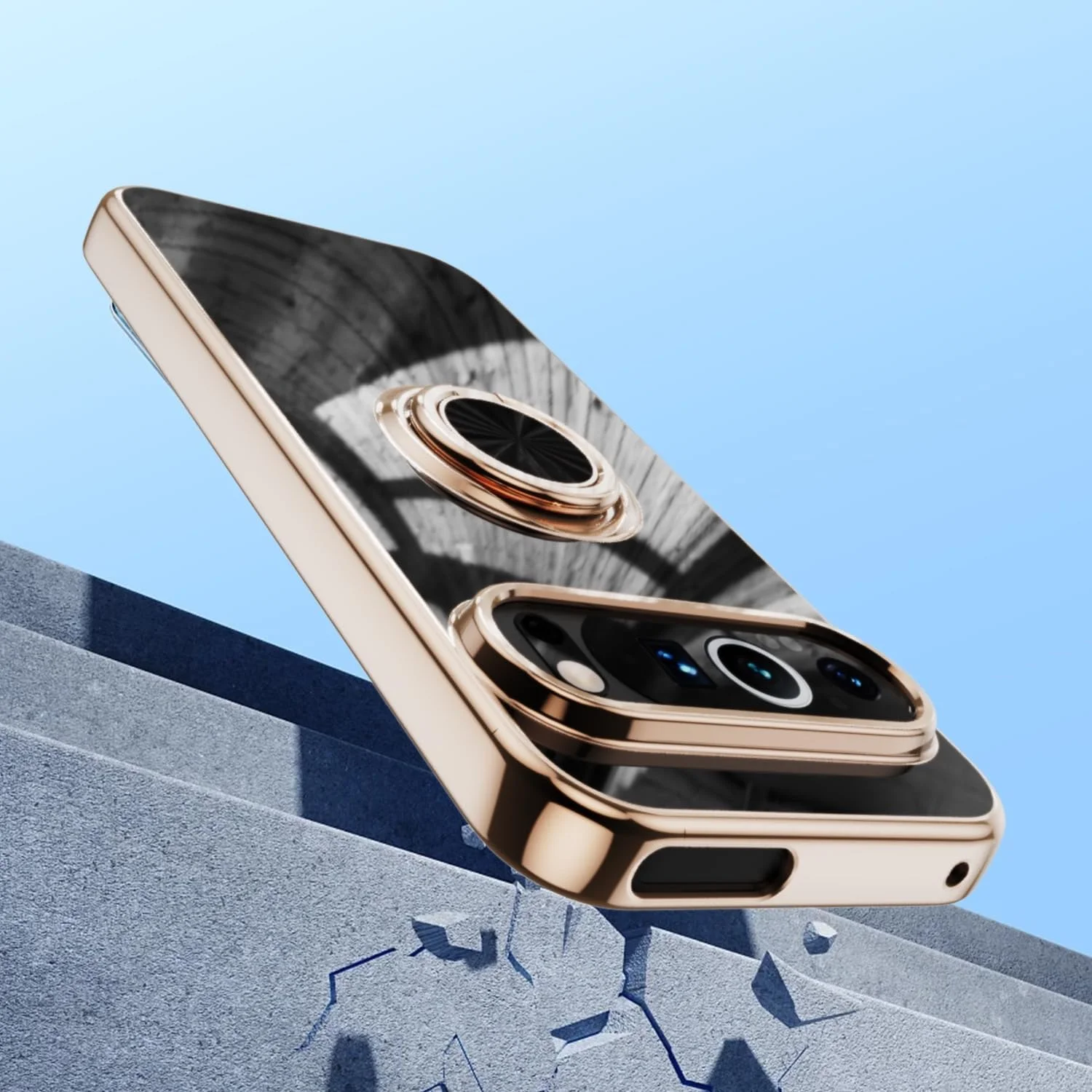 قاب محافظ گوشی گوگل پیکسل 9/ پیکسل 9 پرو/ پیکسل 9 پرو ایکس ال، محافظ لنز دوربین، استند نامرئی، قاب گوشی آبکاری شده شیک، طراحی لبه طلایی ممتاز، پوشش نرم ضد ضربه (گوگل پیکسل 9/9 پرو، مشکی)