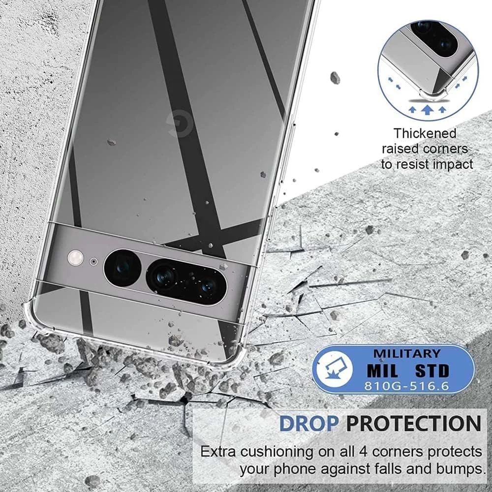 کاور محافظ EMODIL برای گوگل پیکسل 8 پرو، پشت شفاف، ضربه گیر هوا، سیلیکونی نرم، ضد ضربه، ضد خش، گوشه های محافظ سپر برای گوگل پیکسل 8 پرو ® (شفاف)