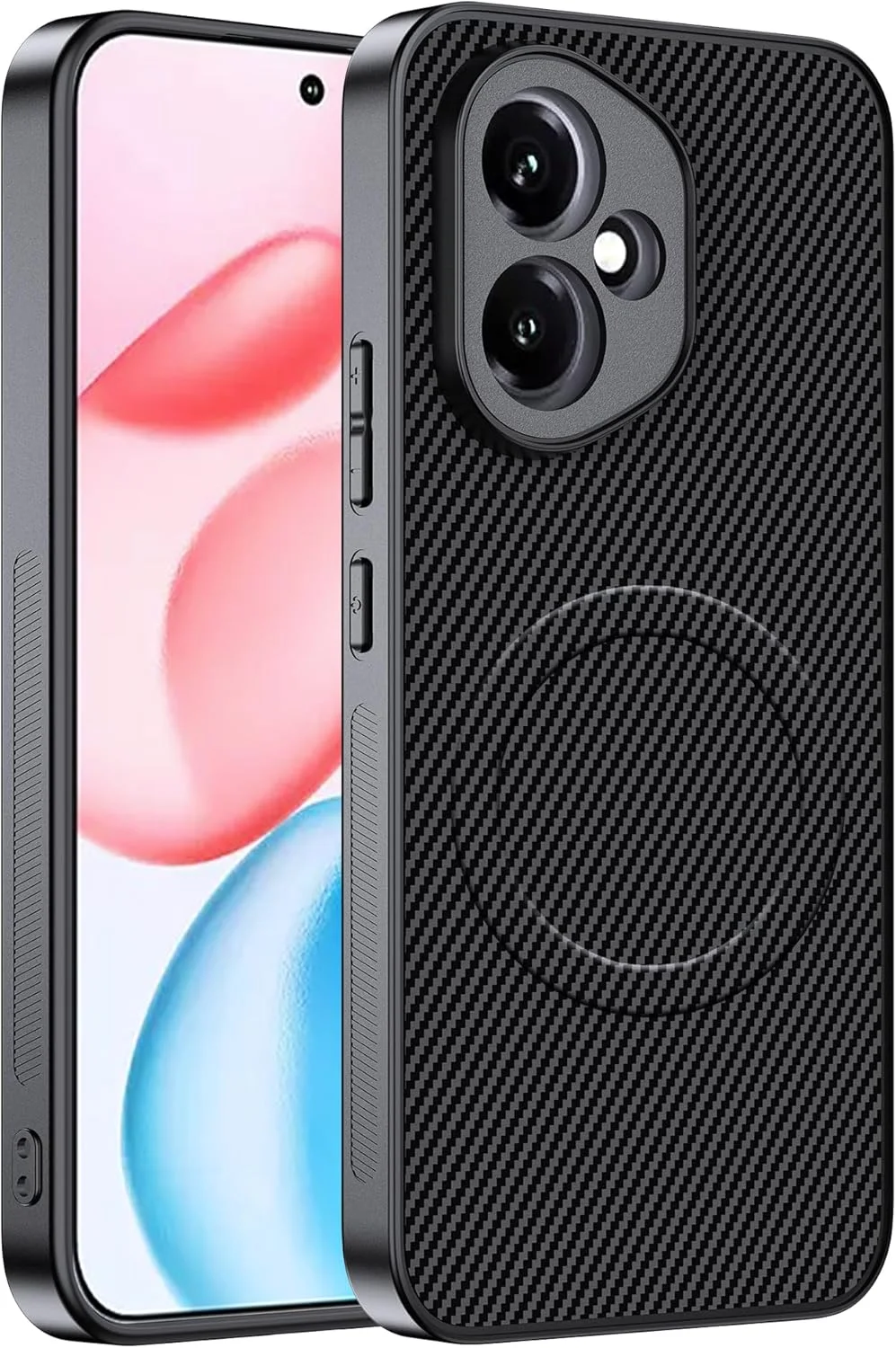 قاب گوشی CAUHENYEE Honor 400 5G، [محافظت سه گانه] ضد ضربه، جذب کننده شوک، محافظ لنز دوربین، کاور مغناطیسی برای Honor 400 5G با فیبر کربن