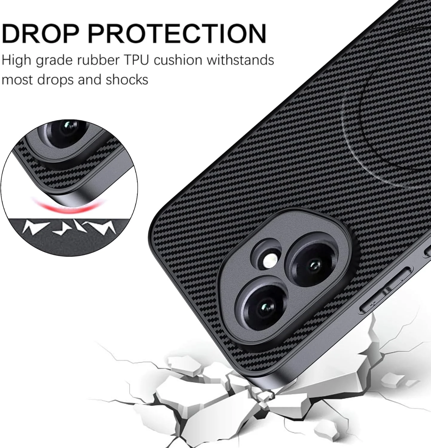 قاب گوشی CAUHENYEE Honor 400 5G، [محافظت سه گانه] ضد ضربه، جذب کننده شوک، محافظ لنز دوربین، کاور مغناطیسی برای Honor 400 5G با فیبر کربن