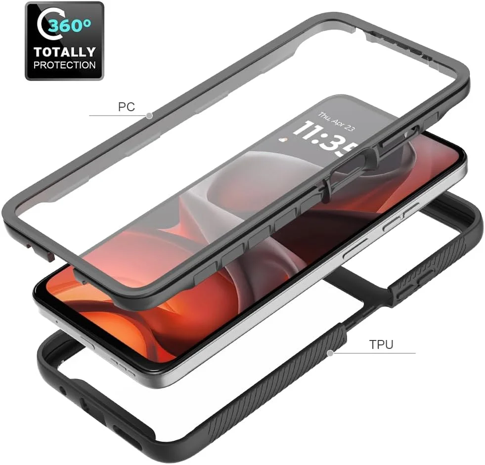 قاب گوشی XINYEXIN برای گوگل پیکسل 10 پرو XL، قاب ضد ضربه 360 درجه با محافظ صفحه نمایش داخلی، [قاب محافظ کامل بدنه] پوشش قاب شفاف کامل بدنه - مشکی