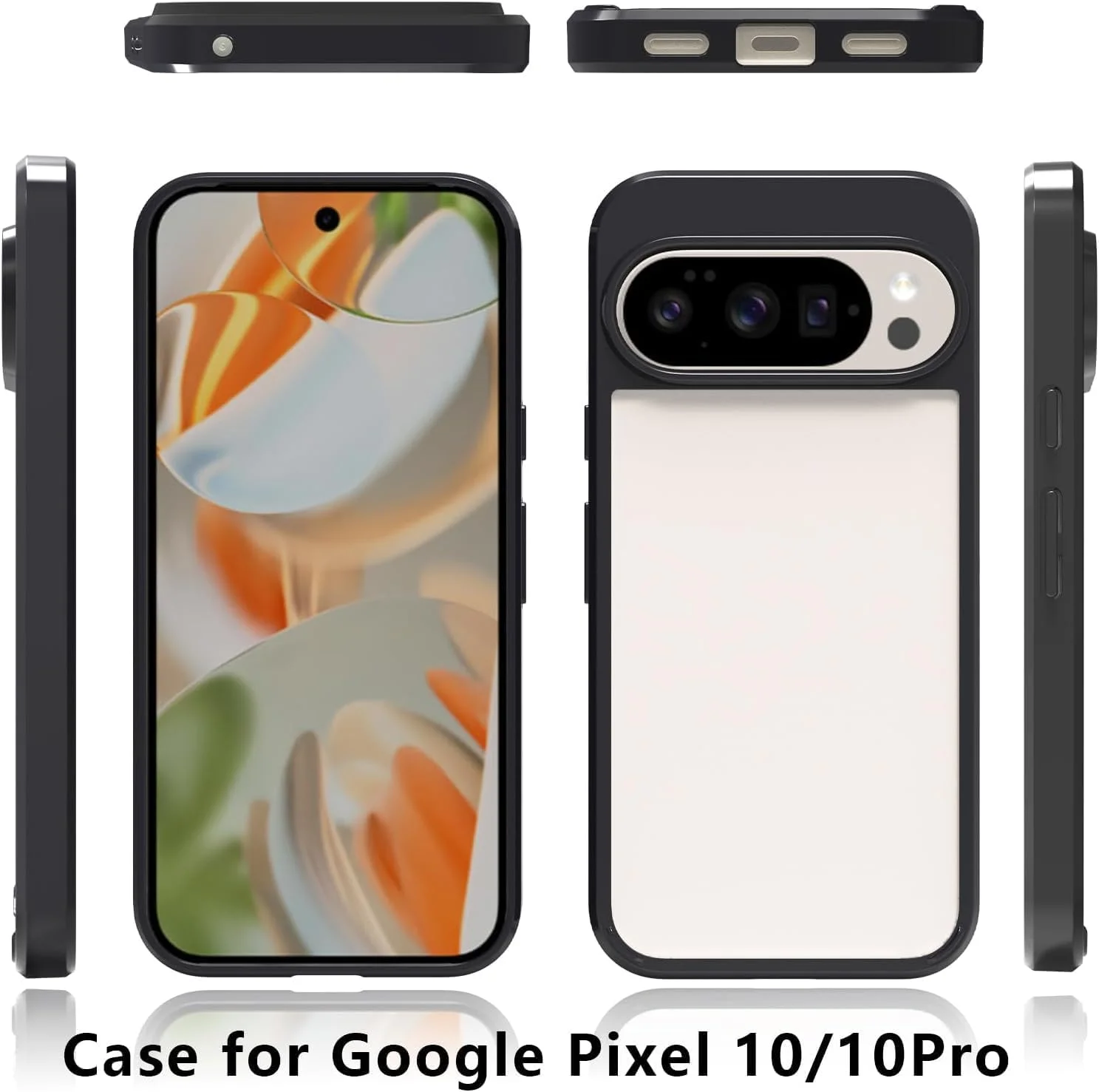 کاور محافظ شفاف برای گوگل پیکسل 10 / پیکسل 10 پرو، پشت سخت PC شفاف و بامپر TPU نرم، ضد ضربه، باریک و سبک مناسب پیکسل 10 / پیکسل 10 پرو (مشکی ترکیبی)
