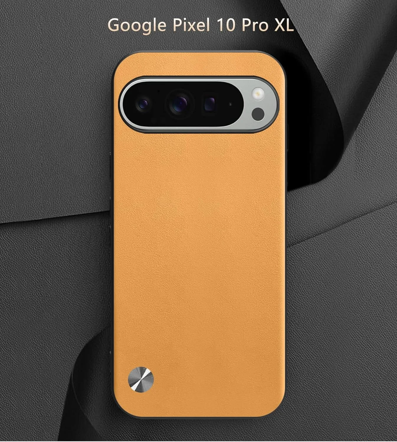 کاور چرمی مصنوعی Puxssul برای گوگل پیکسل 10 پرو XL، پشت چرمی ضد اثر انگشت + لبه های بادوام TPU انعطاف پذیر، محافظت از دوربین ضد ضربه و باریک برای قاب گوشی گوگل پیکسل 10 پرو XL (زرد)