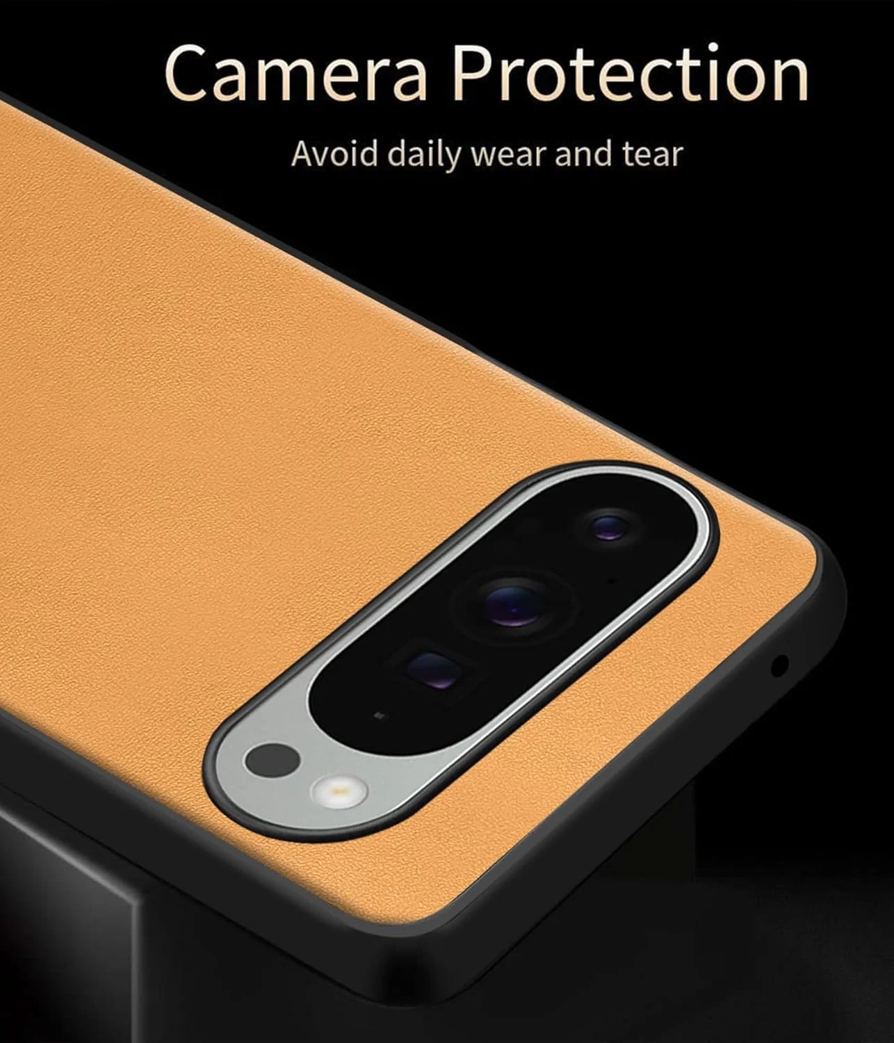 کاور چرمی مصنوعی Puxssul برای گوگل پیکسل 10 پرو XL، پشت چرمی ضد اثر انگشت + لبه های بادوام TPU انعطاف پذیر، محافظت از دوربین ضد ضربه و باریک برای قاب گوشی گوگل پیکسل 10 پرو XL (زرد)