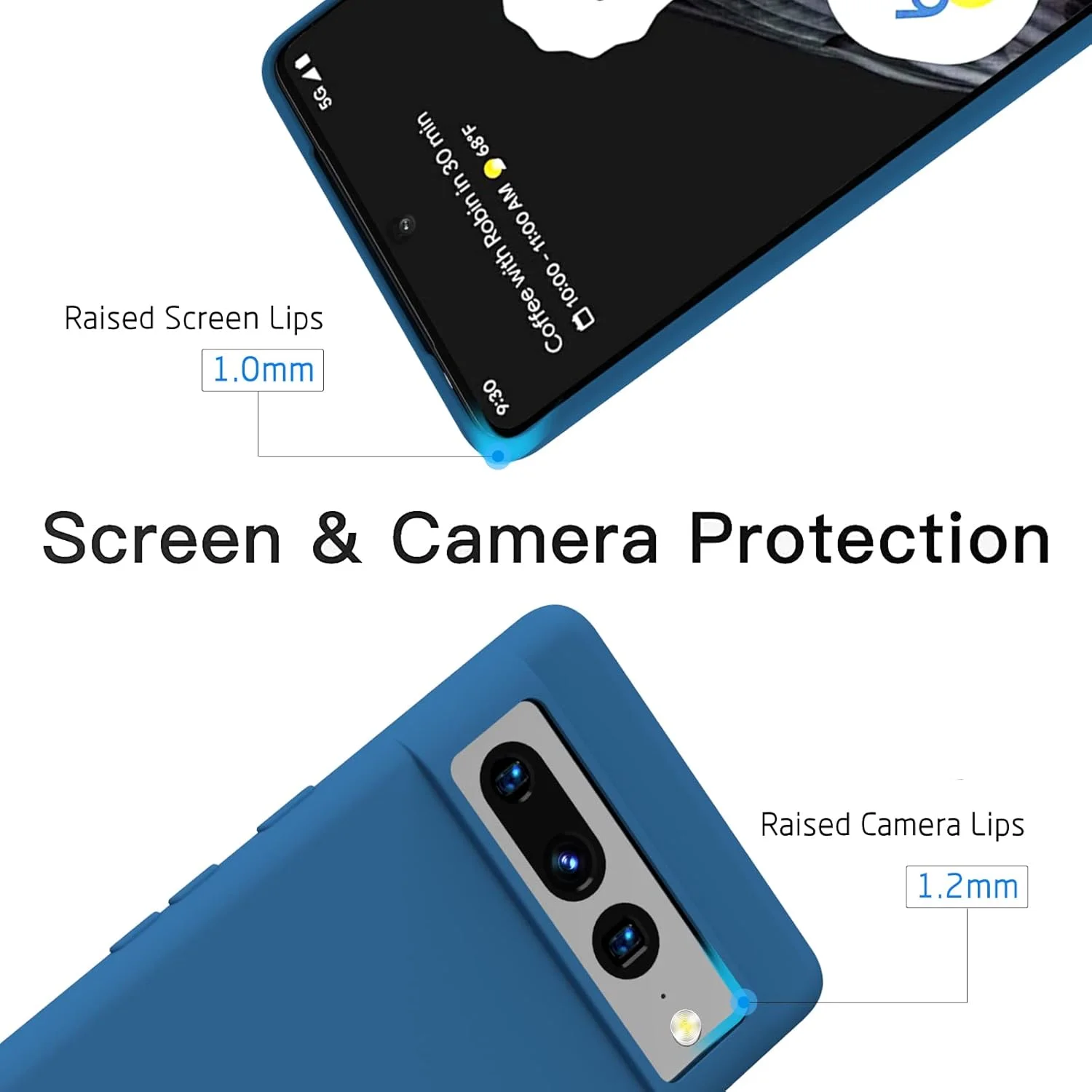 قاب محافظ گوشی گوگل پیکسل 7 پرو، باریک، منعطف، TPU جاذب ضربه با محافظت ارتقا یافته برای گوگل پیکسل 7 پرو، آبی