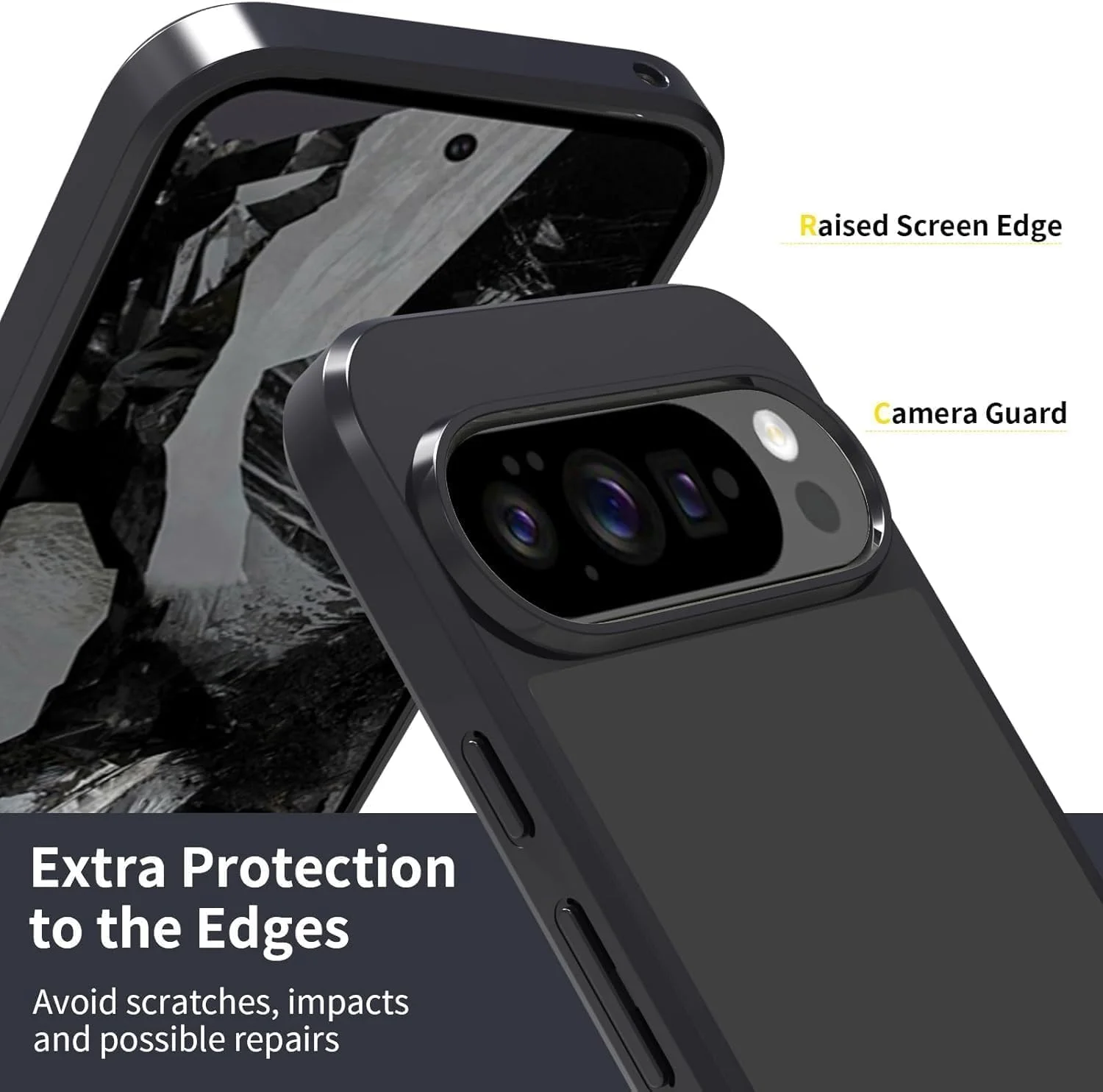 کاور محافظ شفاف ضد ضربه برای پیکسل 10 پرو XL، کاور پشتی ضد زردی با لبه های TPU برای محافظت، کاور پشتی شفاف برای گوگل پیکسل 10 پرو XL