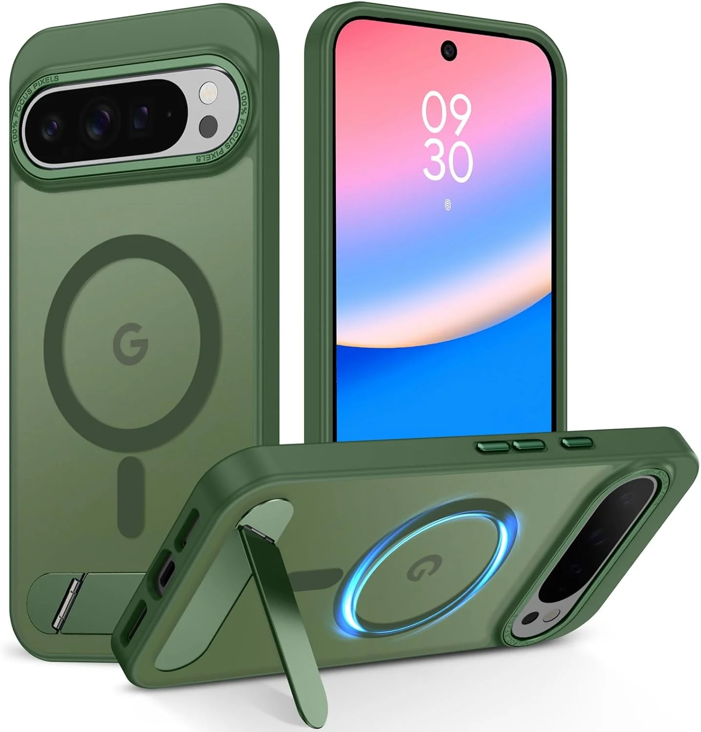 قاب محافظ مغناطیسی VENINGO برای گوگل پیکسل 10 پرو XL، [محافظت نظامی 4.2 متری] [مناسب برای MagSafe و Pixelsnap] [پایه نامرئی] قاب باریک نیمه شفاف مات برای گوگل پیکسل 10 پرو XL، سبز