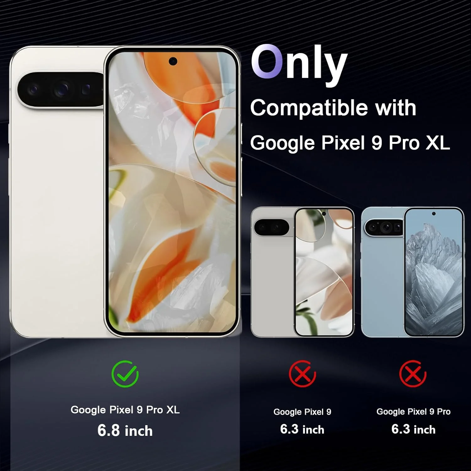 قاب محافظ گوشی Liisooka برای گوگل پیکسل 9 پرو XL، قاب گوشی با محافظت در سطح نظامی در برابر سقوط، مقاوم در برابر زرد شدن، پشت PC سخت ضد خش، پوشش محافظ فوق العاده نازک و ضد ضربه، شفاف