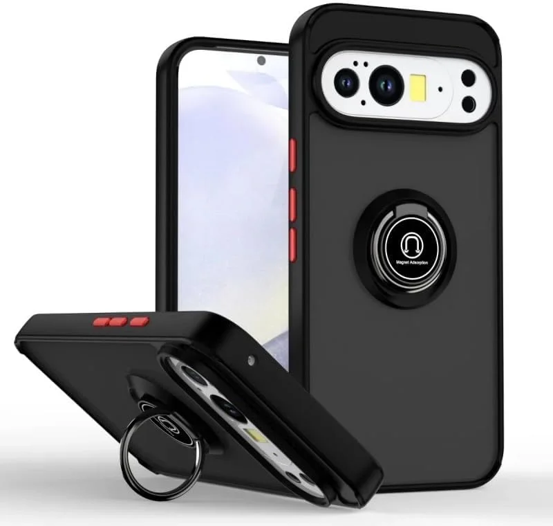 قاب محافظ ضد ضربه Google Pixel 10 Pro XL، کاور زرهی حلقه مغناطیسی با [پایه تاشو]، قاب مات یخ زده، سبک وزن با قابلیت جذب ضربه در سطح نظامی (مشکی)