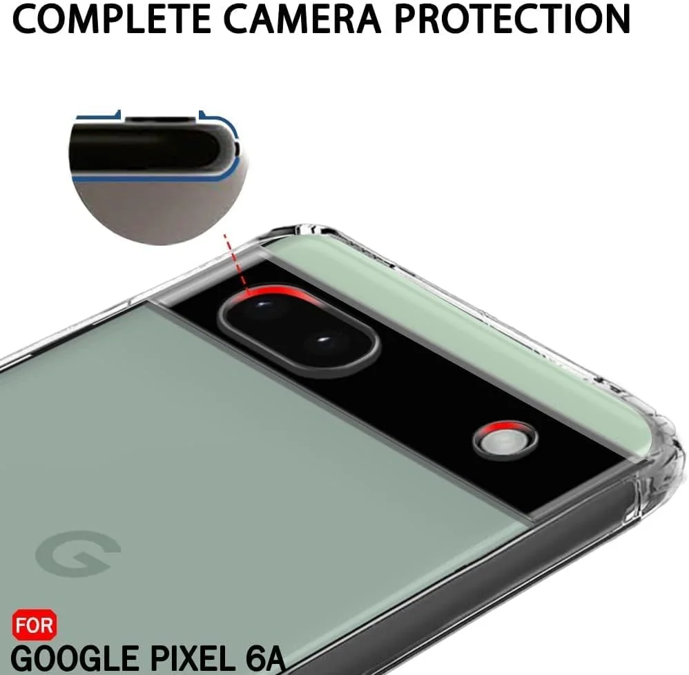 قاب پشتی نرم برای گوگل پیکسل 6A | محافظت عالی از دوربین | دارای درپوش گرد و غبار و ضد لغزش | قاب پشتی فوق العاده شفاف و باریک برای گوگل پیکسل 6a (شفاف)