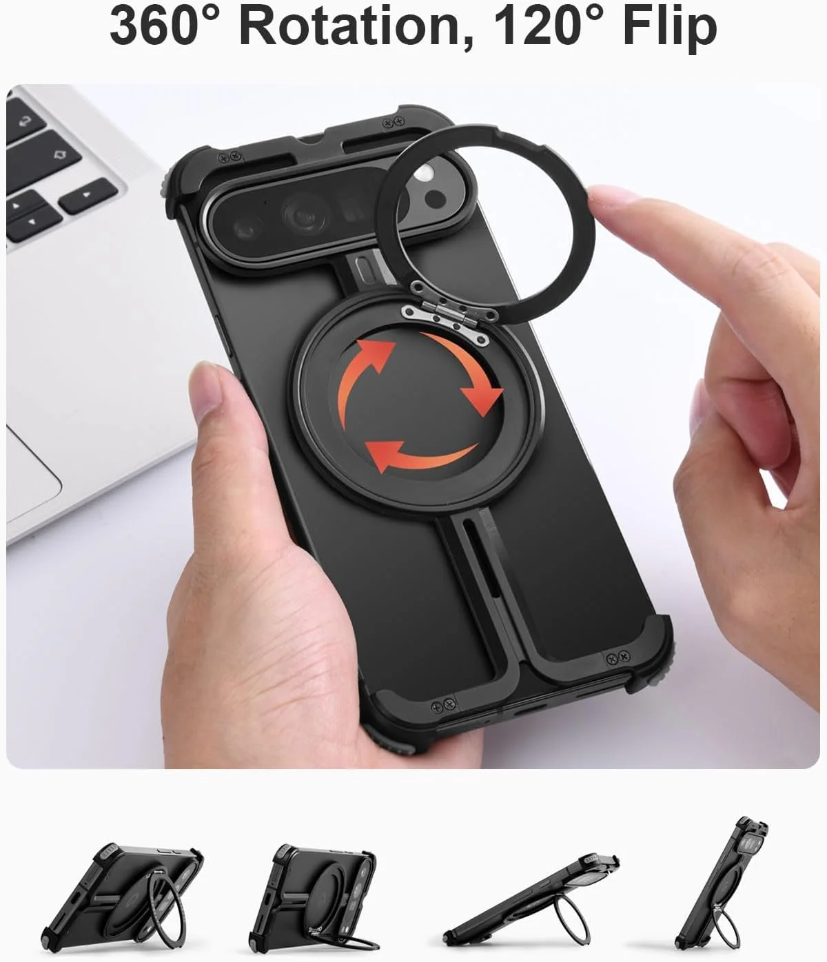 کاور محافظ بامپر آزون برای گوگل پیکسل 9 پرو/پیکسل 9 - کاور نامرئی با حلقه مغناطیسی، محافظ باریک و بدون فریم ضد ضربه، طراحی مینیمالیستی ممتاز (مشکی)