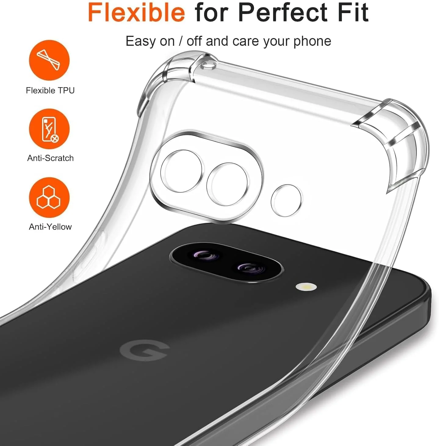 کاور پشتی شفاف برای گوگل پیکسل 9a (5G)، محافظت عالی از دوربین، ضد لغزش، باریک و محافظ