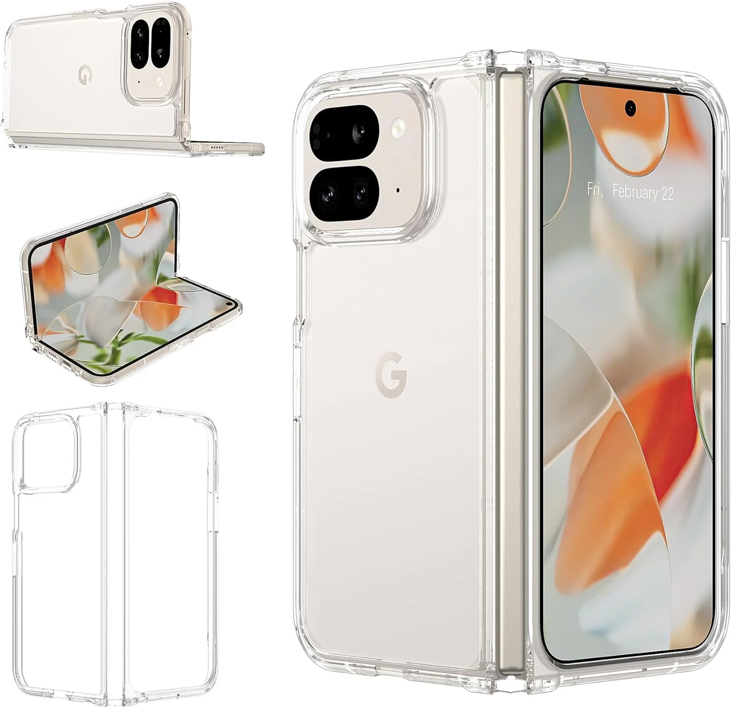 کاور شفاف گوشی گوگل پیکسل 9 پرو فولد 2024 گوآگوا، کاور محافظ باریک و ضد ضربه گوشی پیکسل 9 پرو فولد با محافظت نظامی و مقاوم در برابر خش - شفاف