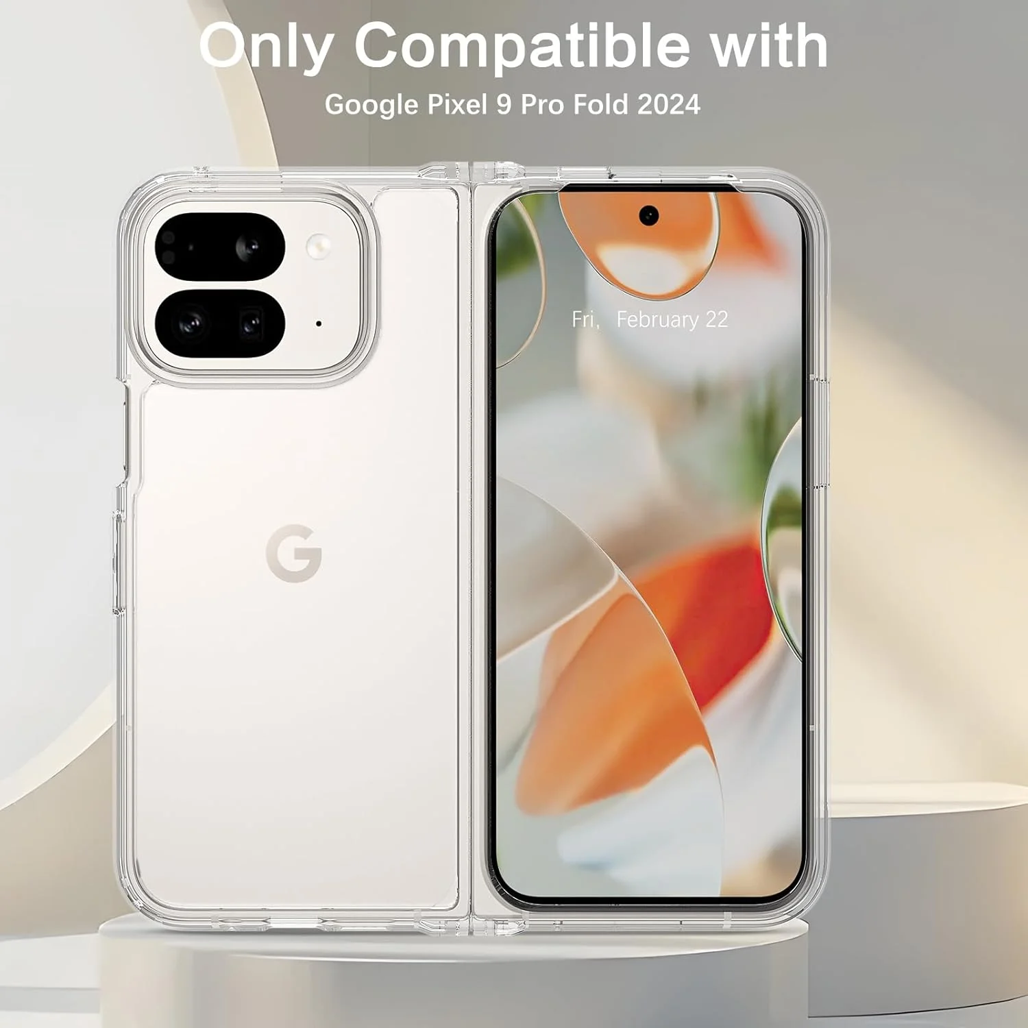 کاور شفاف گوشی گوگل پیکسل 9 پرو فولد 2024 گوآگوا، کاور محافظ باریک و ضد ضربه گوشی پیکسل 9 پرو فولد با محافظت نظامی و مقاوم در برابر خش - شفاف