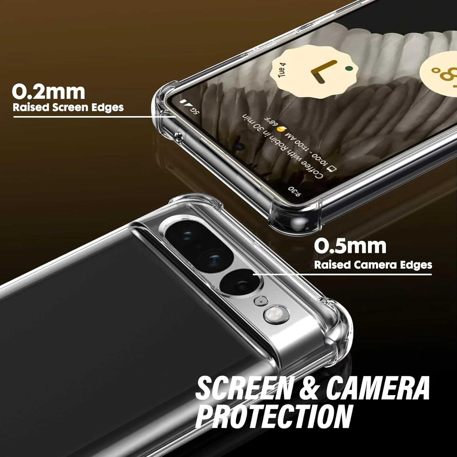 قاب موبایل برای گوگل پیکسل 7 پرو 5G، کاور محافظ TPU سیلیکونی نرم و ضد ضربه به همراه یک محافظ صفحه نمایش، شفاف