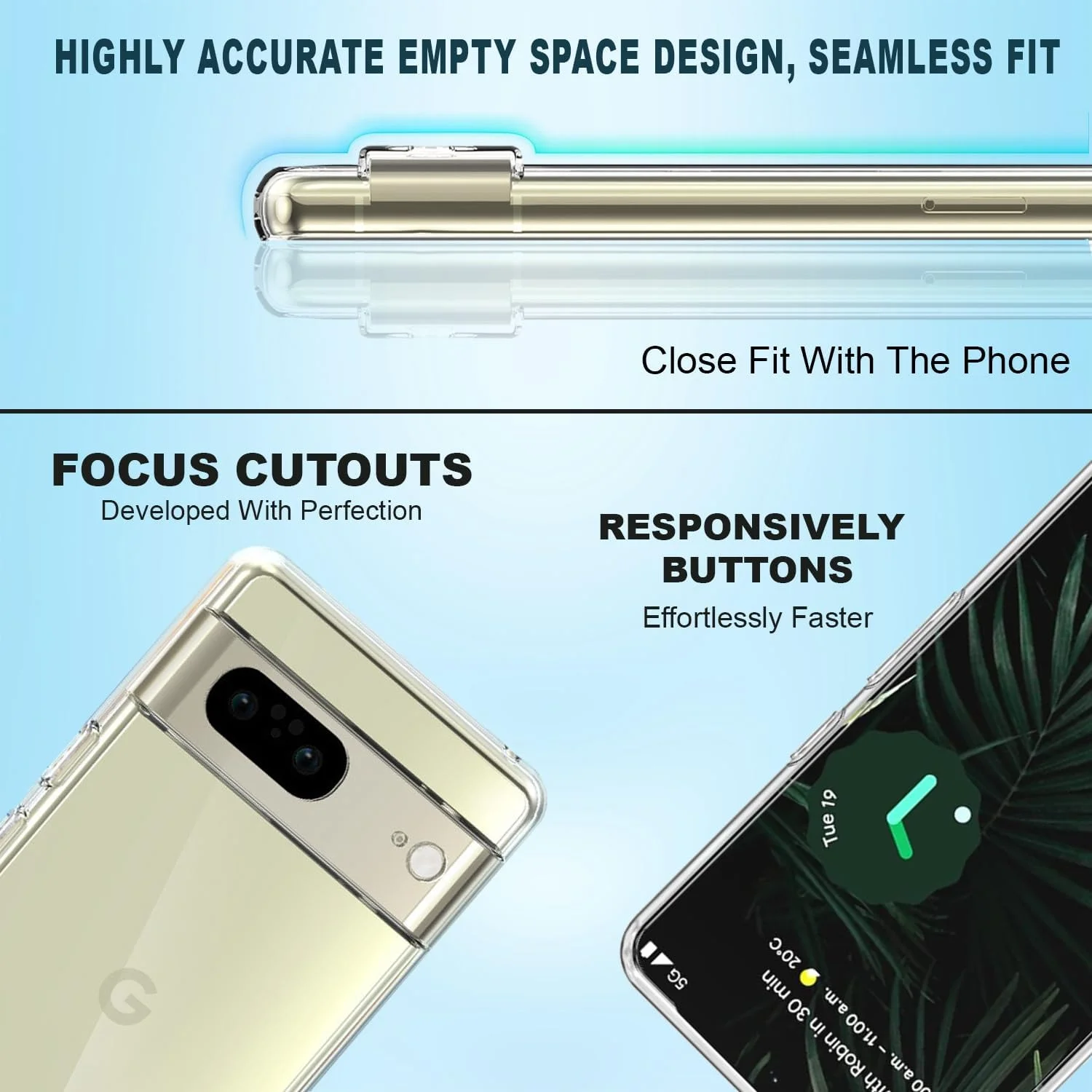 کاور گوگل پیکسل 7، [نازک و باریک] [ضد ضربه] ژله ای TPU انعطاف پذیر، محافظ نرم سیلیکونی برای گوگل پیکسل 7، شفاف