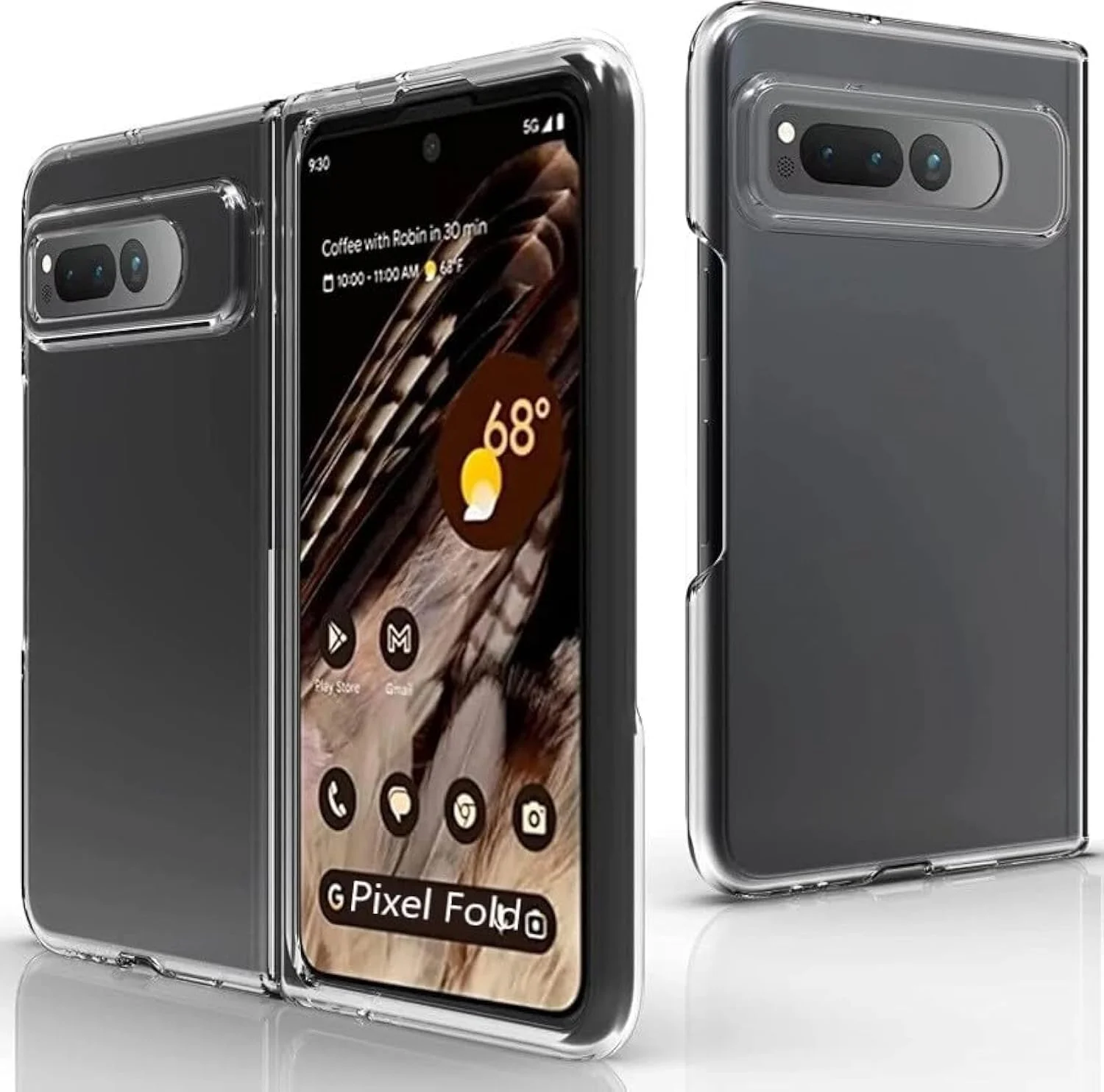 کاور محافظ سخت پلی کربنات سبک وزن برای بدنه پشتی گوشی گوگل پیکسل فولد 7.6 اینچی (شفاف)