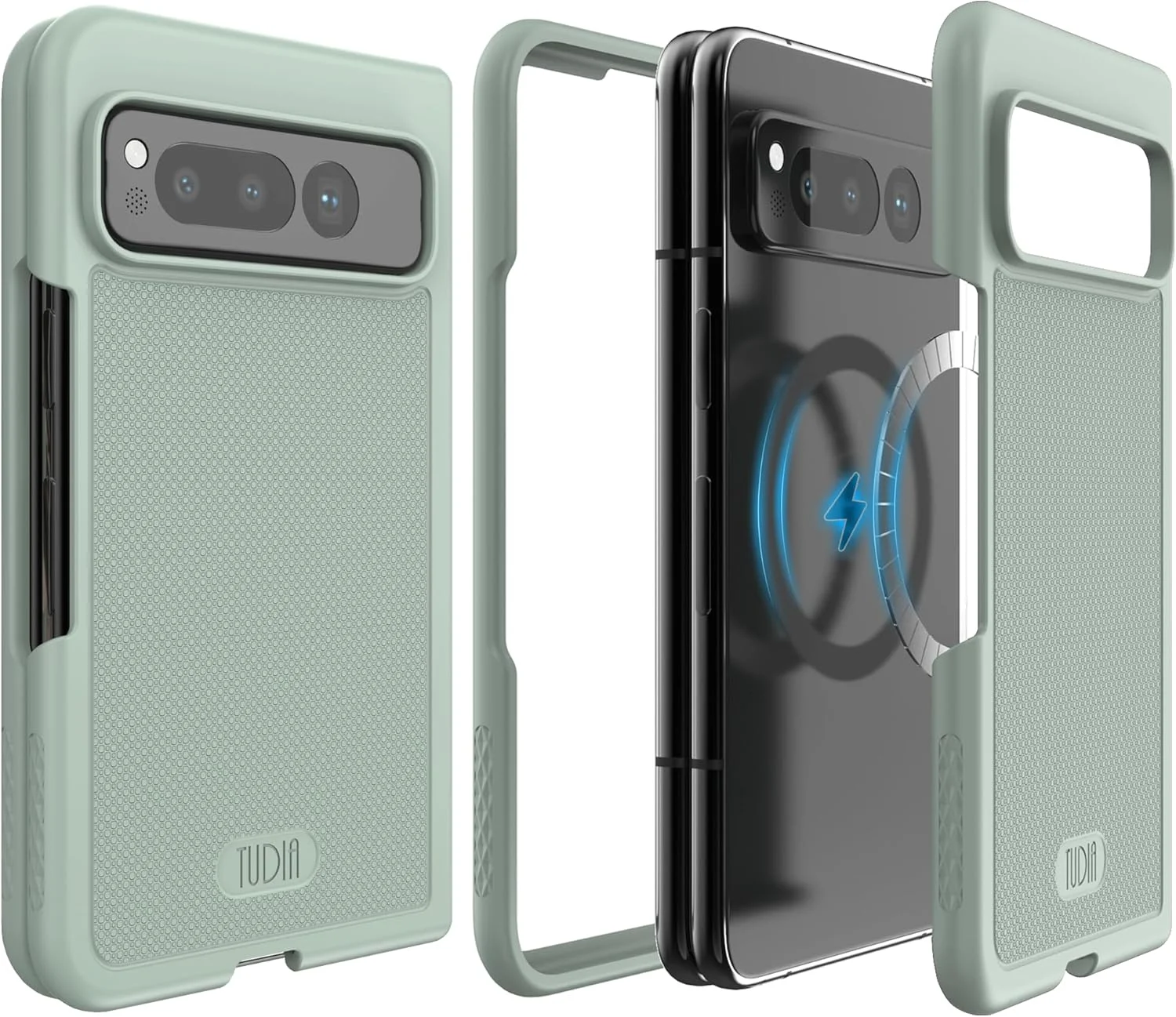 کاور محافظ گوشی تودیا MergeGrip V2 سازگار با گوگل پیکسل فولد (2023)، [فیت پیشرفته] فوق العاده باریک و سبک با گریپ مقاوم در برابر خط و خش، نصب آسان (سبز لیلی، سازگار با Magsafe)