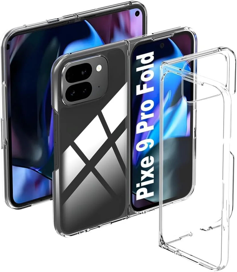 کاور محافظ گوشی Gruattreay سازگار با Google Pixel 9 Pro Fold 2024، کاور شفاف PC فوق العاده نازک و سبک وزن و ضد لغزش برای Google Pixel 9 Pro Fold