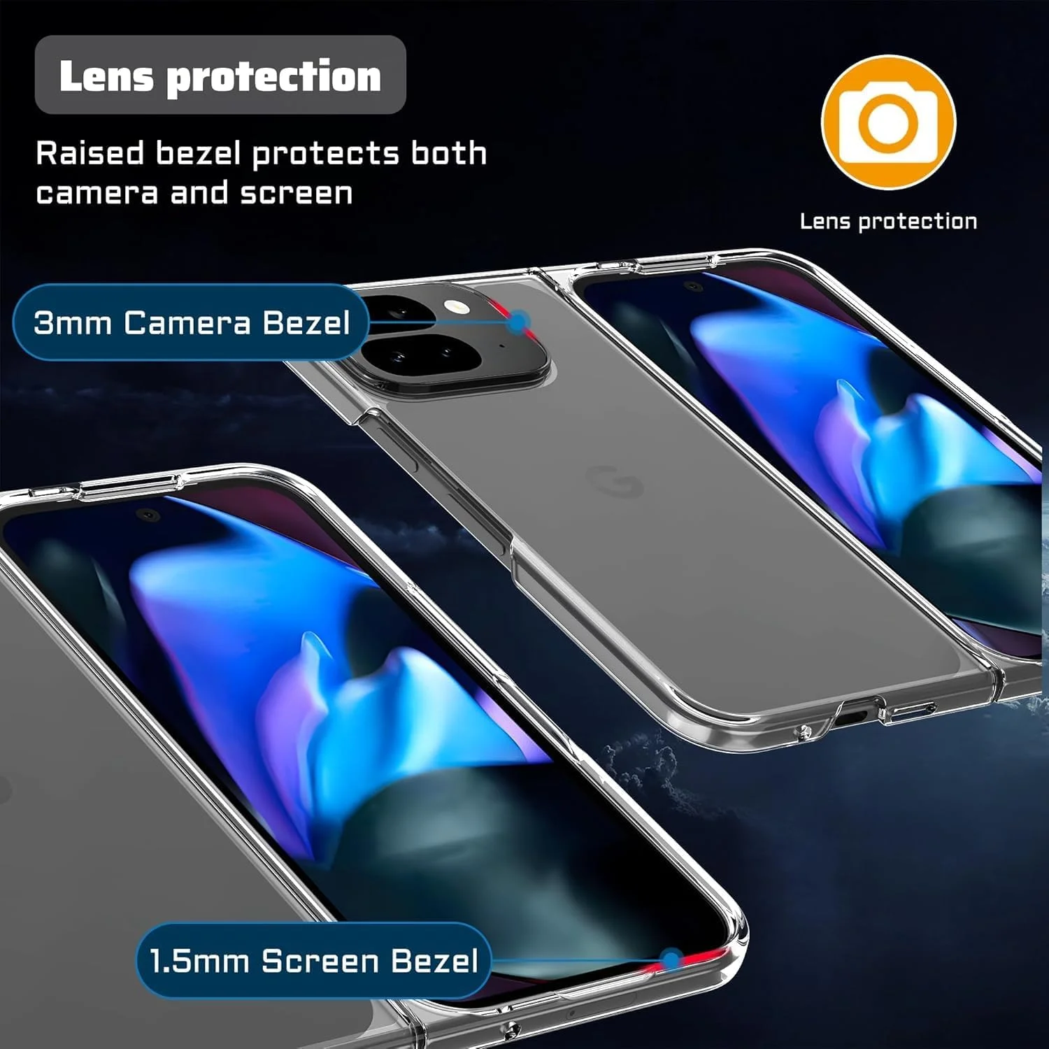 کاور محافظ گوشی Gruattreay سازگار با Google Pixel 9 Pro Fold 2024، کاور شفاف PC فوق العاده نازک و سبک وزن و ضد لغزش برای Google Pixel 9 Pro Fold