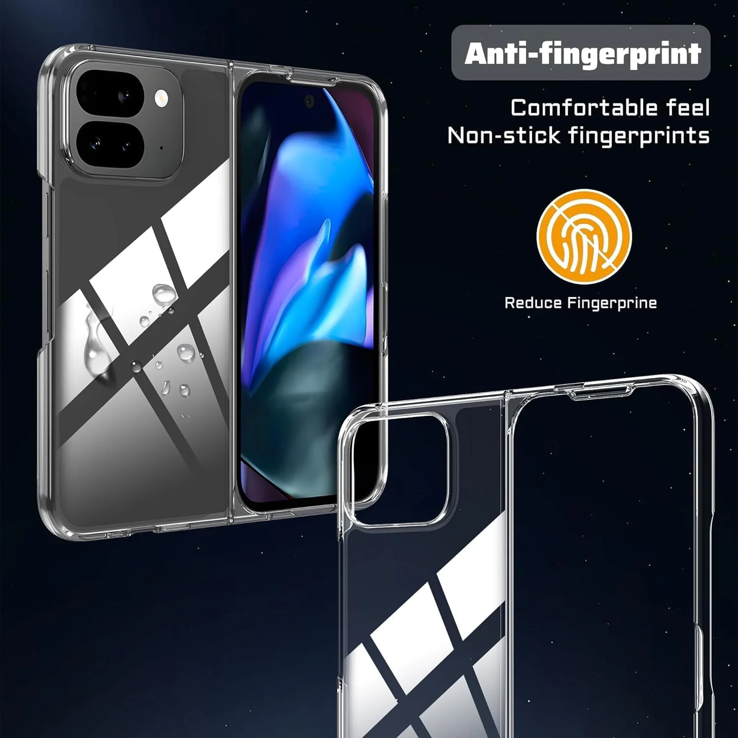 کاور محافظ گوشی Gruattreay سازگار با Google Pixel 9 Pro Fold 2024، کاور شفاف PC فوق العاده نازک و سبک وزن و ضد لغزش برای Google Pixel 9 Pro Fold