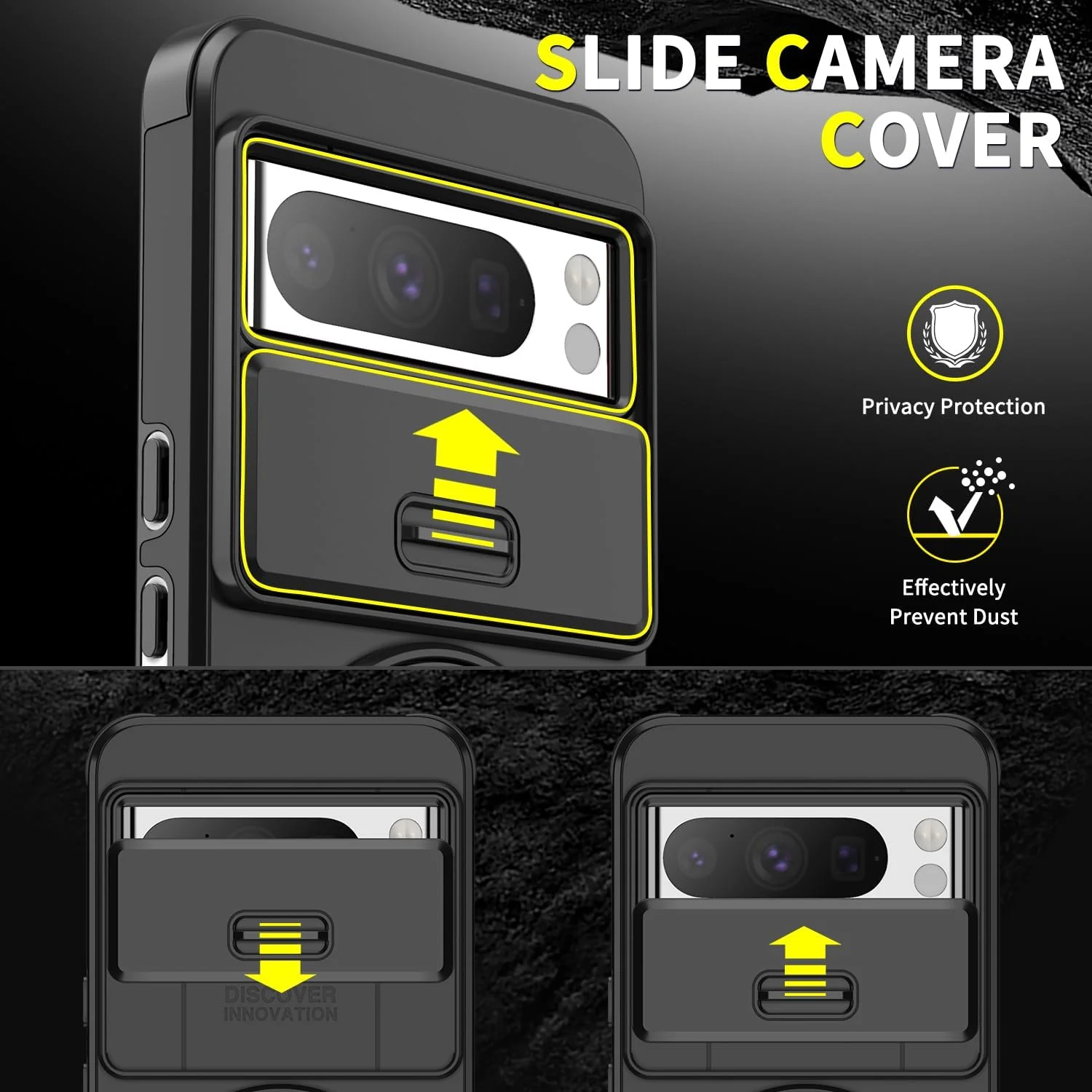 قاب محافظ گوشی سازگار با گوگل پیکسل 9A: دارای پوشش کشویی لنز دوربین، حلقه انگشتی و استند - محافظت کامل و ضد ضربه برای بدنه گوشی (آبی)