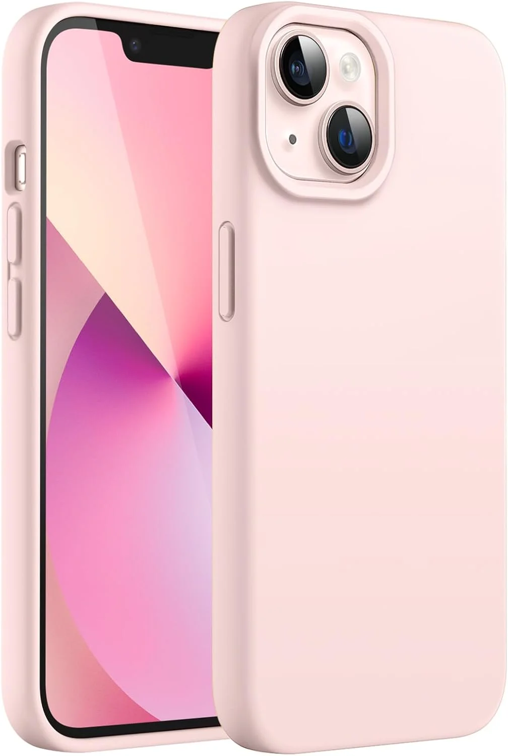کاور سیلیکونی JETech برای آیفون 13 6.1 اینچی، کاور محافظ تمام بدنه با بافت نرم و ابریشمی، ضد ضربه با پوشش داخلی میکروفایبر (صورتی)